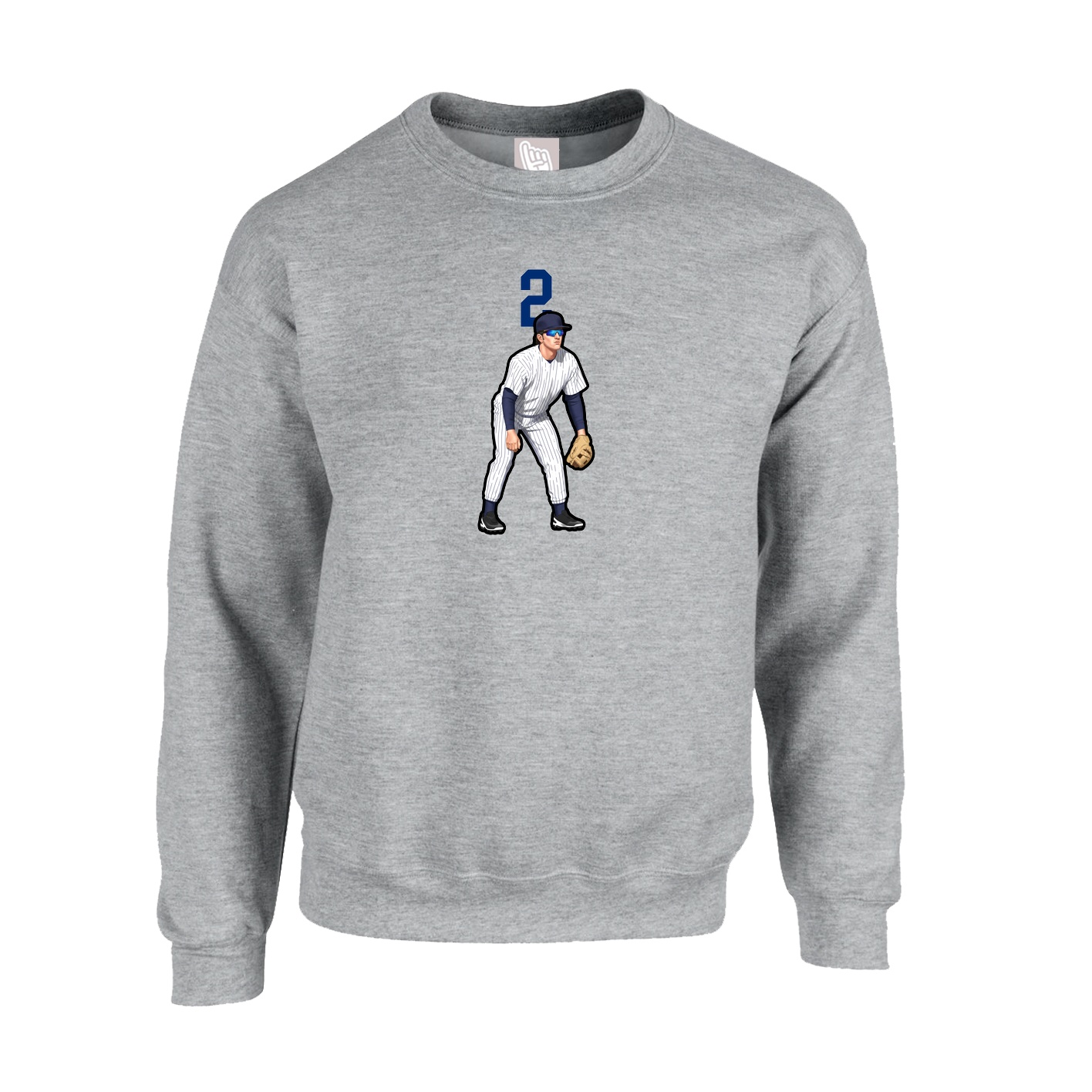 Fleece Crew — Number Top in Grey