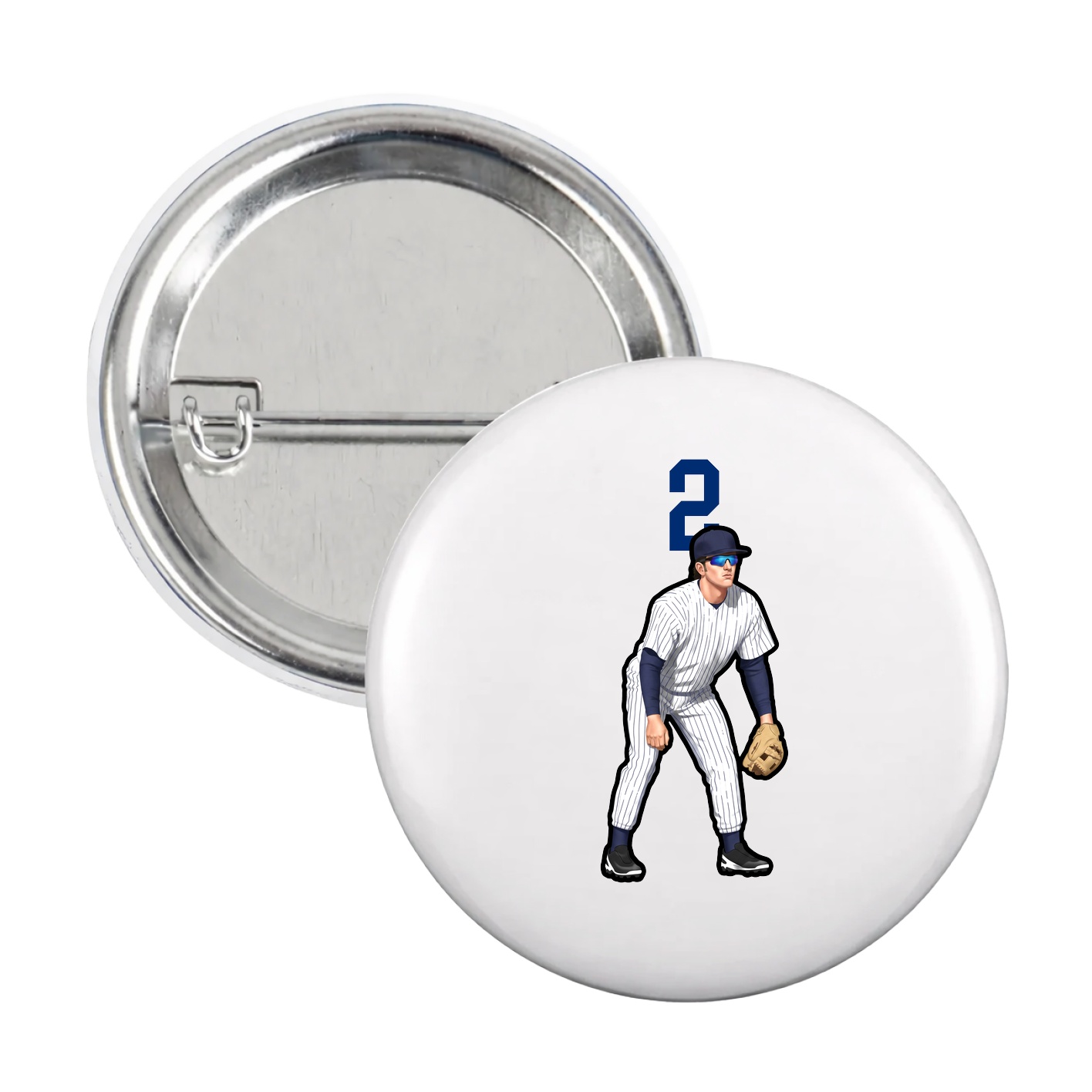 Game Day Button — Number Top in White