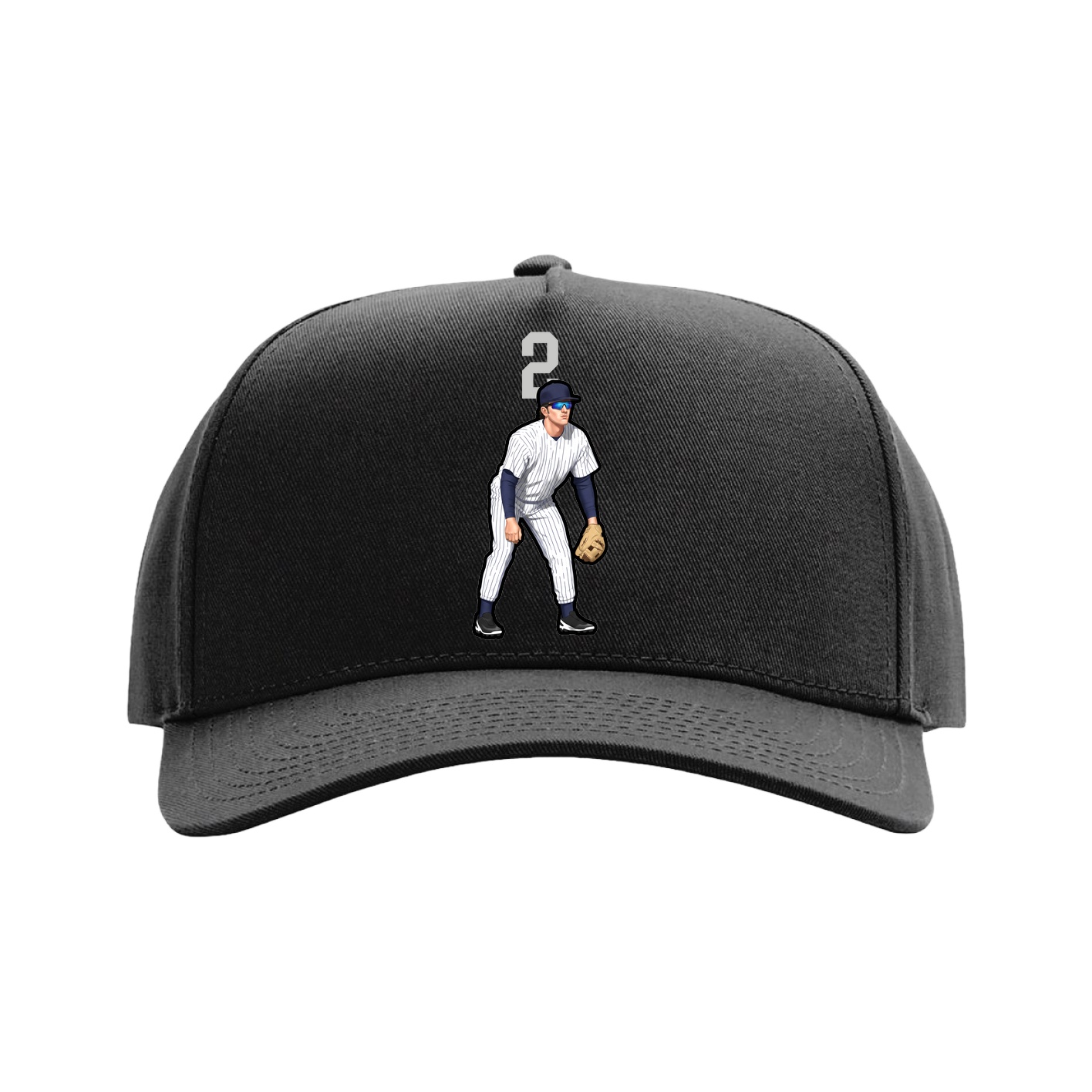 Full Fabric Five-Panel Champ Cap — Number Top in Black