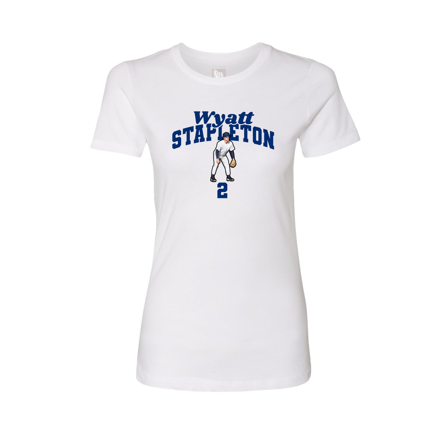 Fitted Women's Tee — Signature Arch in White