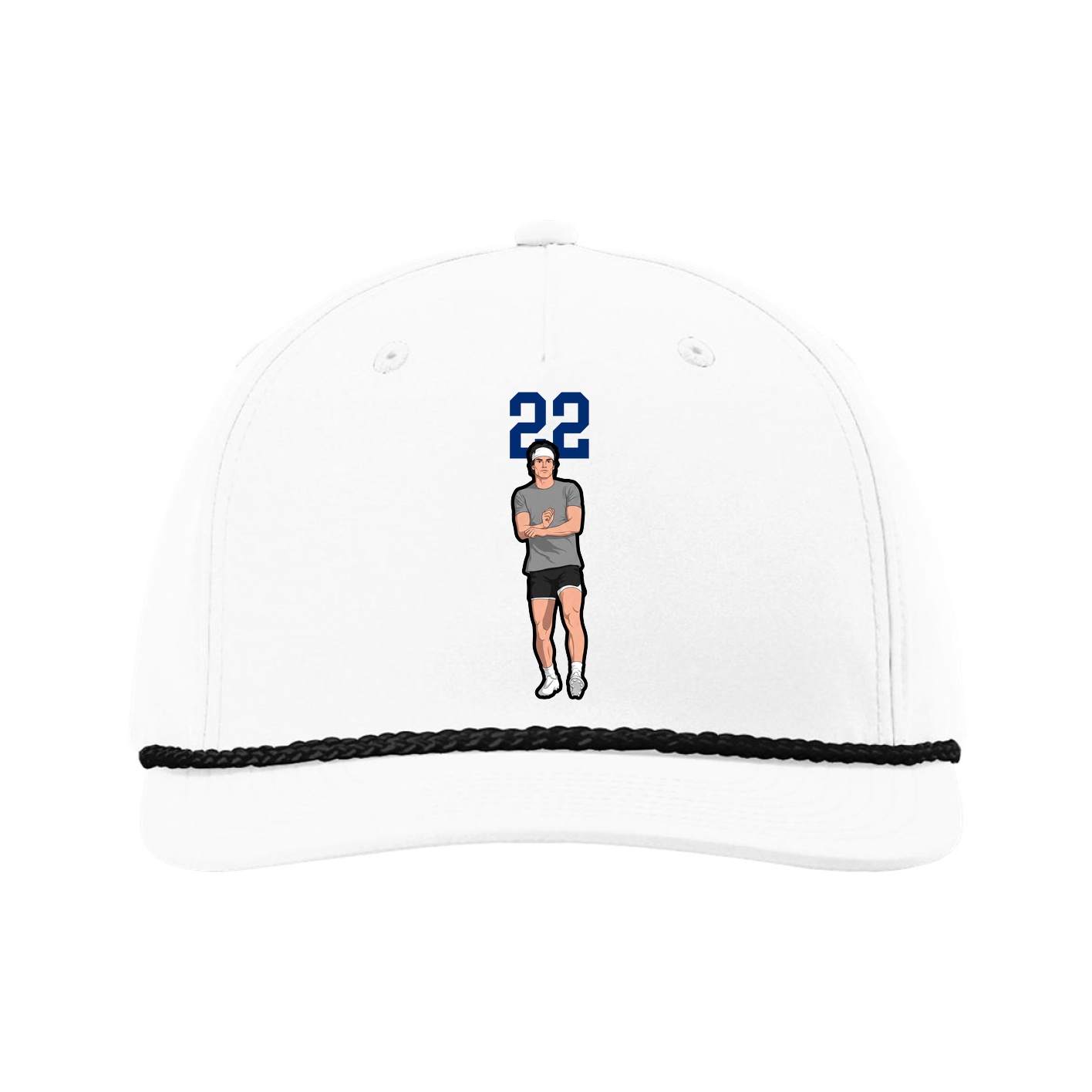 Five-Panel Classic Rope Cap — Number Top in White