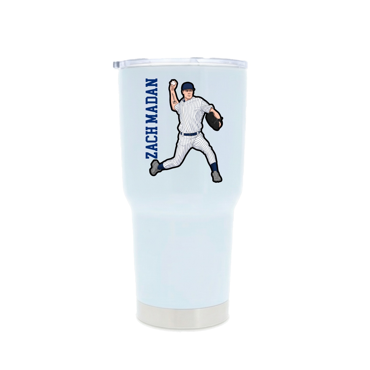30oz Stainless Steel Tumbler — Name Vertical in White