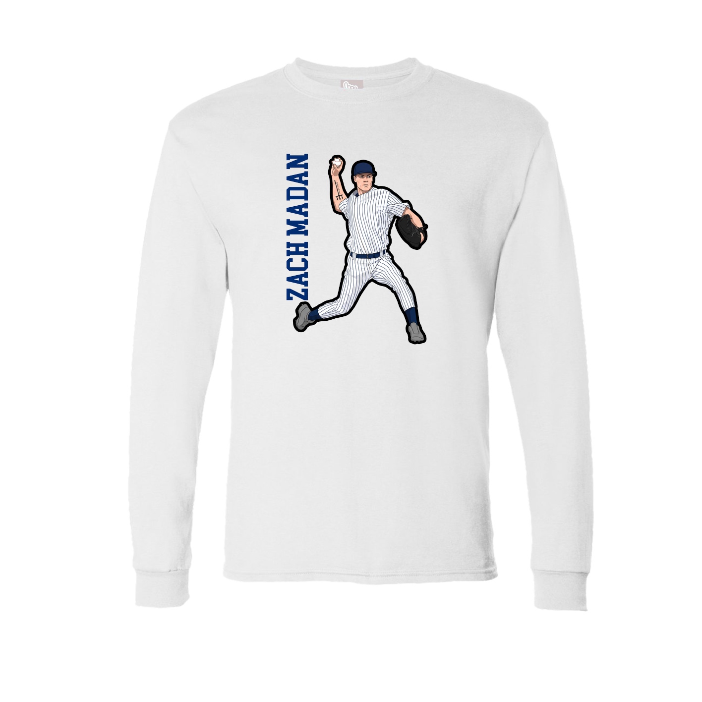 Long Sleeve Tee — Name Vertical in White