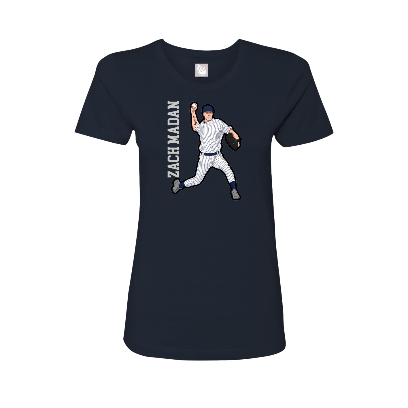 Fitted Women's Tee — Name Vertical in Navy