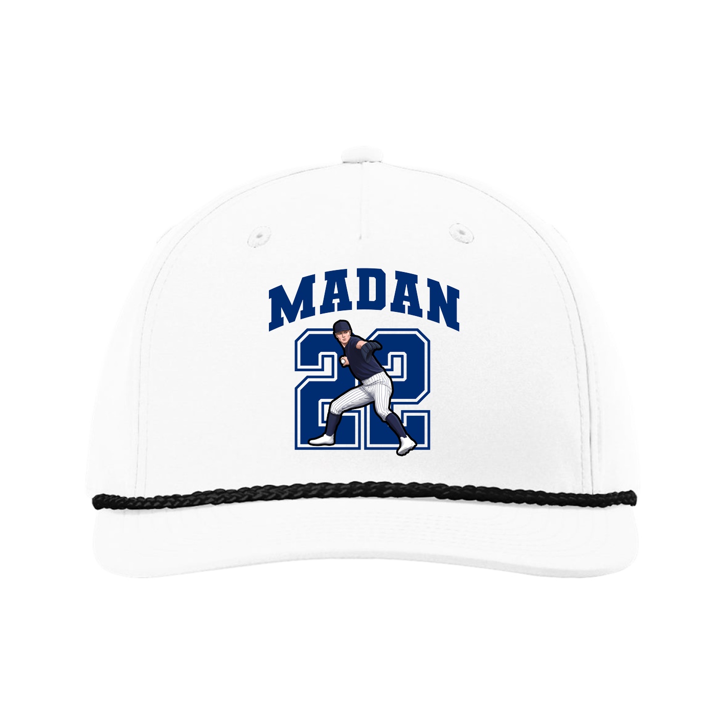 Five-Panel Classic Rope Cap — Number in White