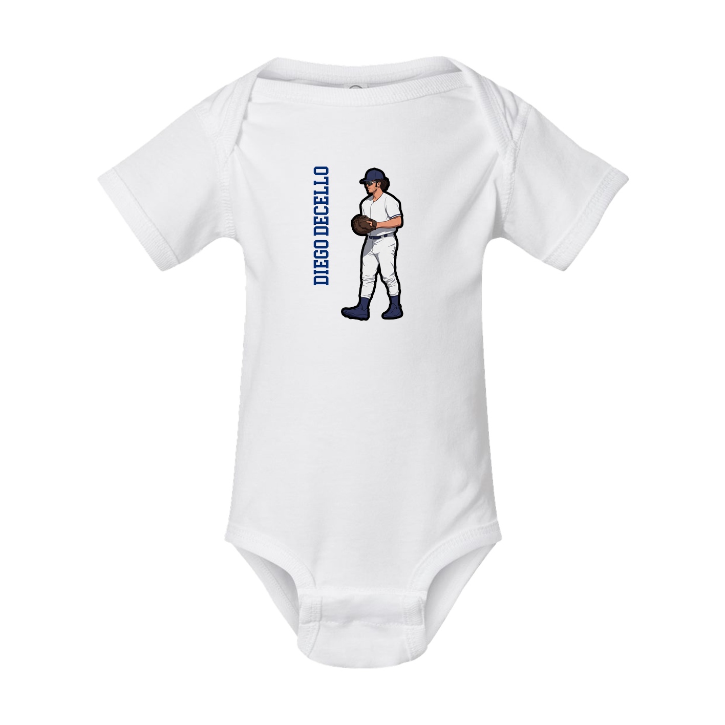 Baby Onesie — Name Vertical in White