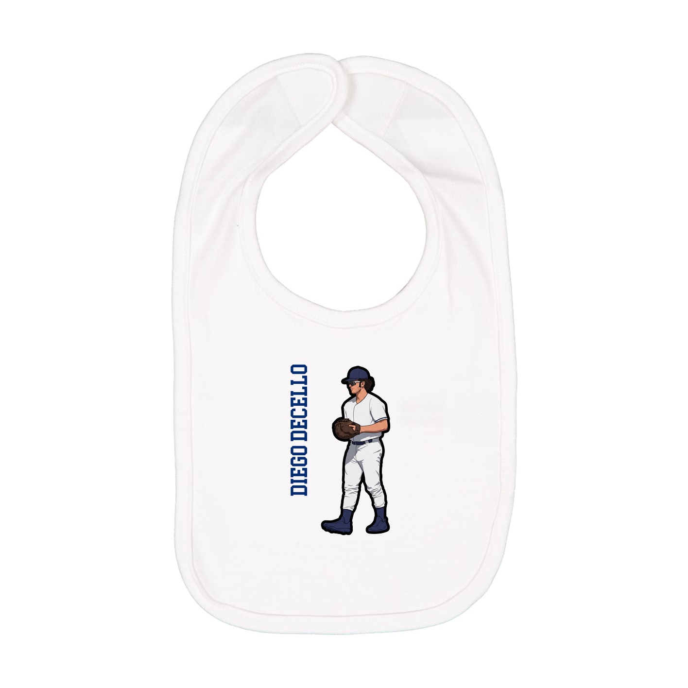 Infant Bib — Name Vertical in White