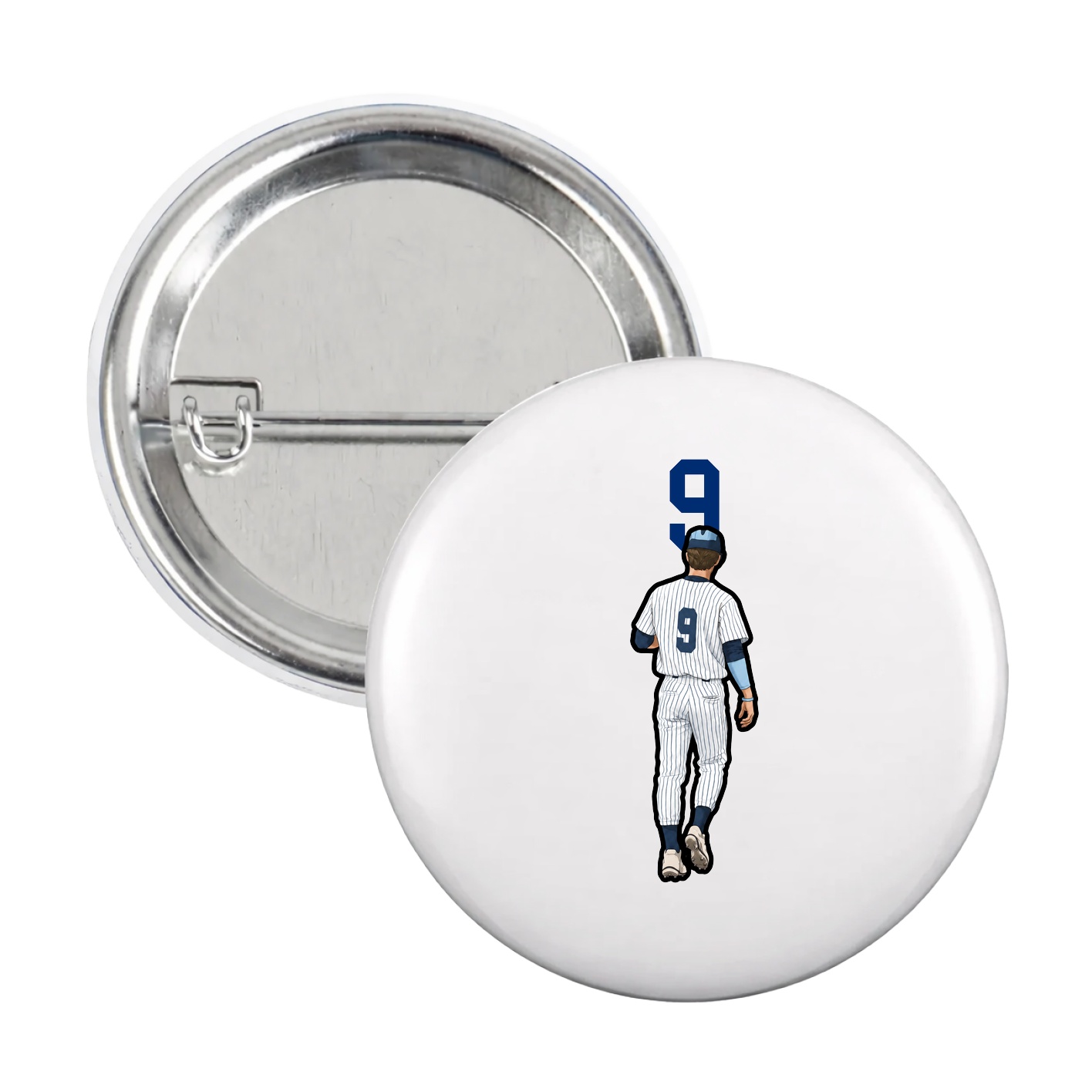 Game Day Button — Number Top in White