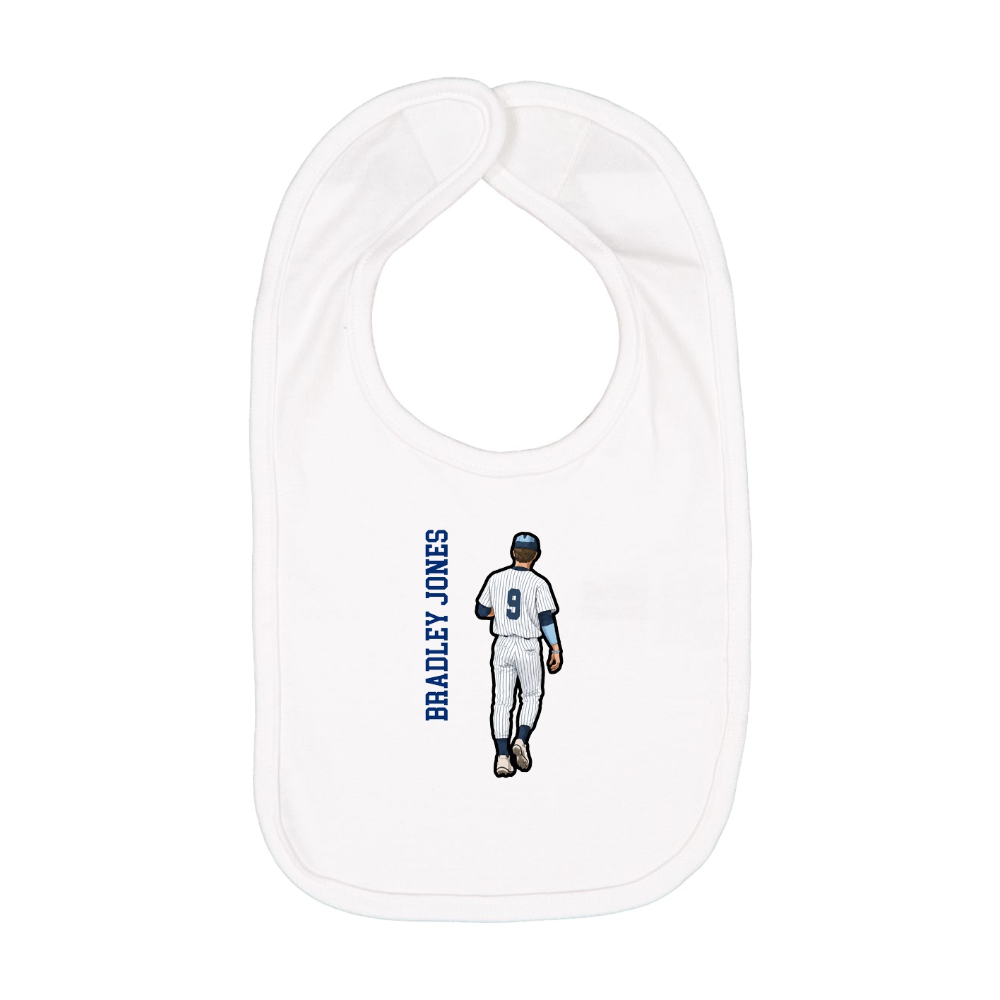 Infant Bib — Name Vertical in White