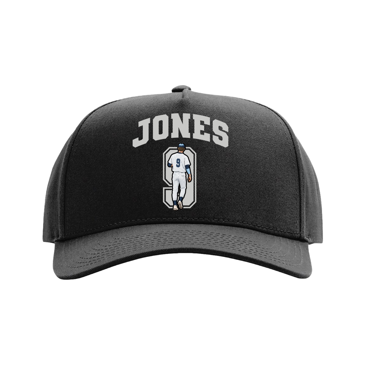 Full Fabric Five-Panel Champ Cap — Number in Black