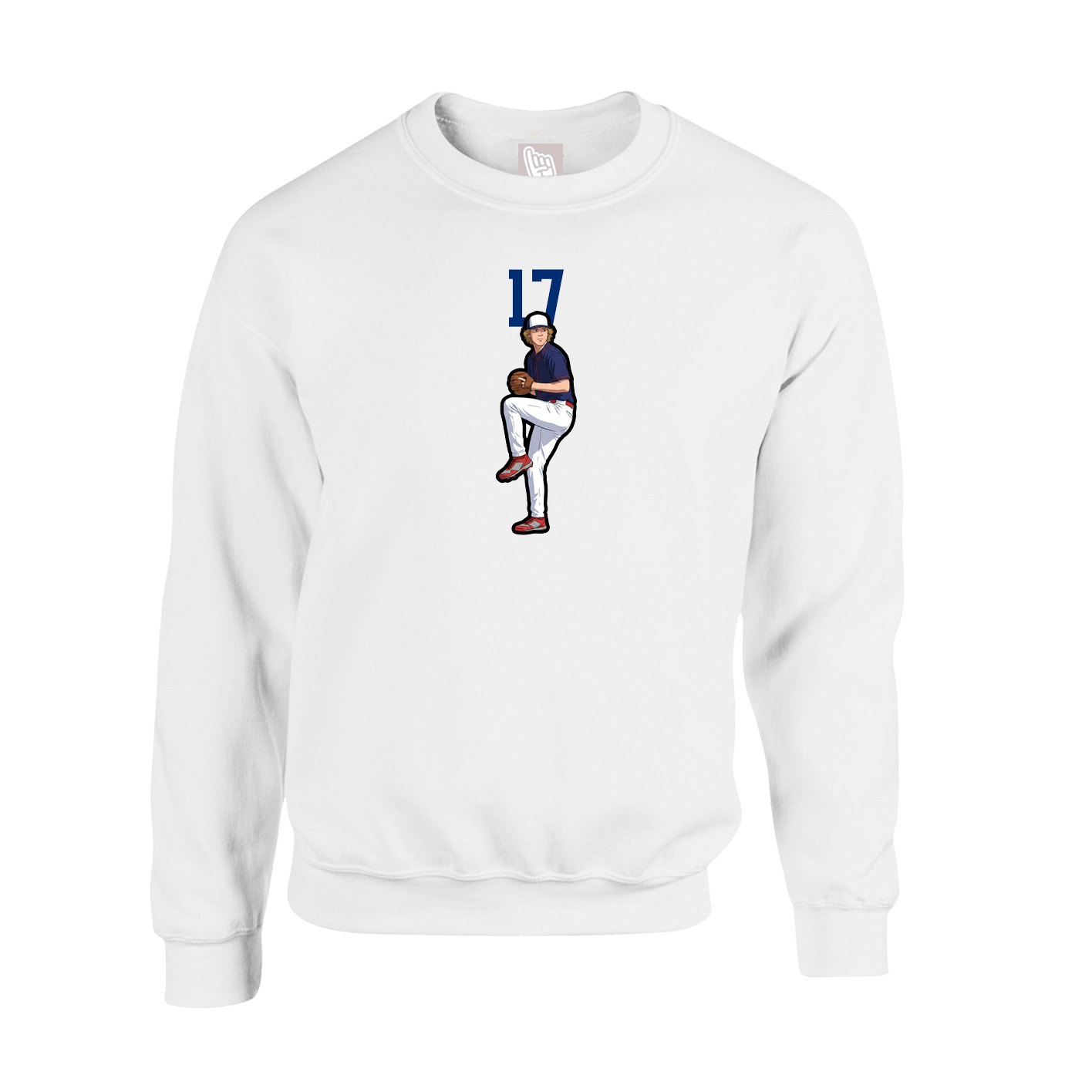 Fleece Crew — Number Top in White
