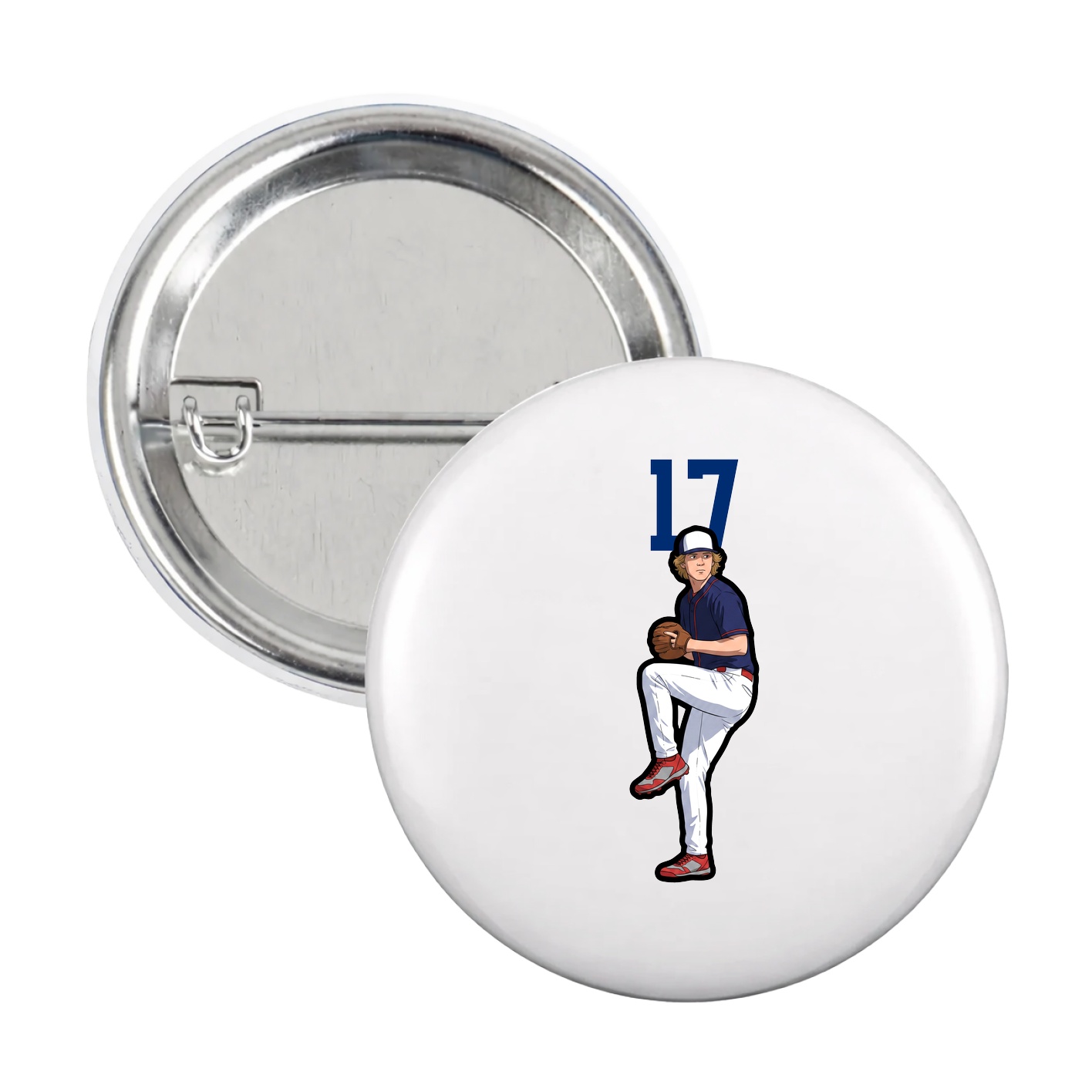 Game Day Button — Number Top in White