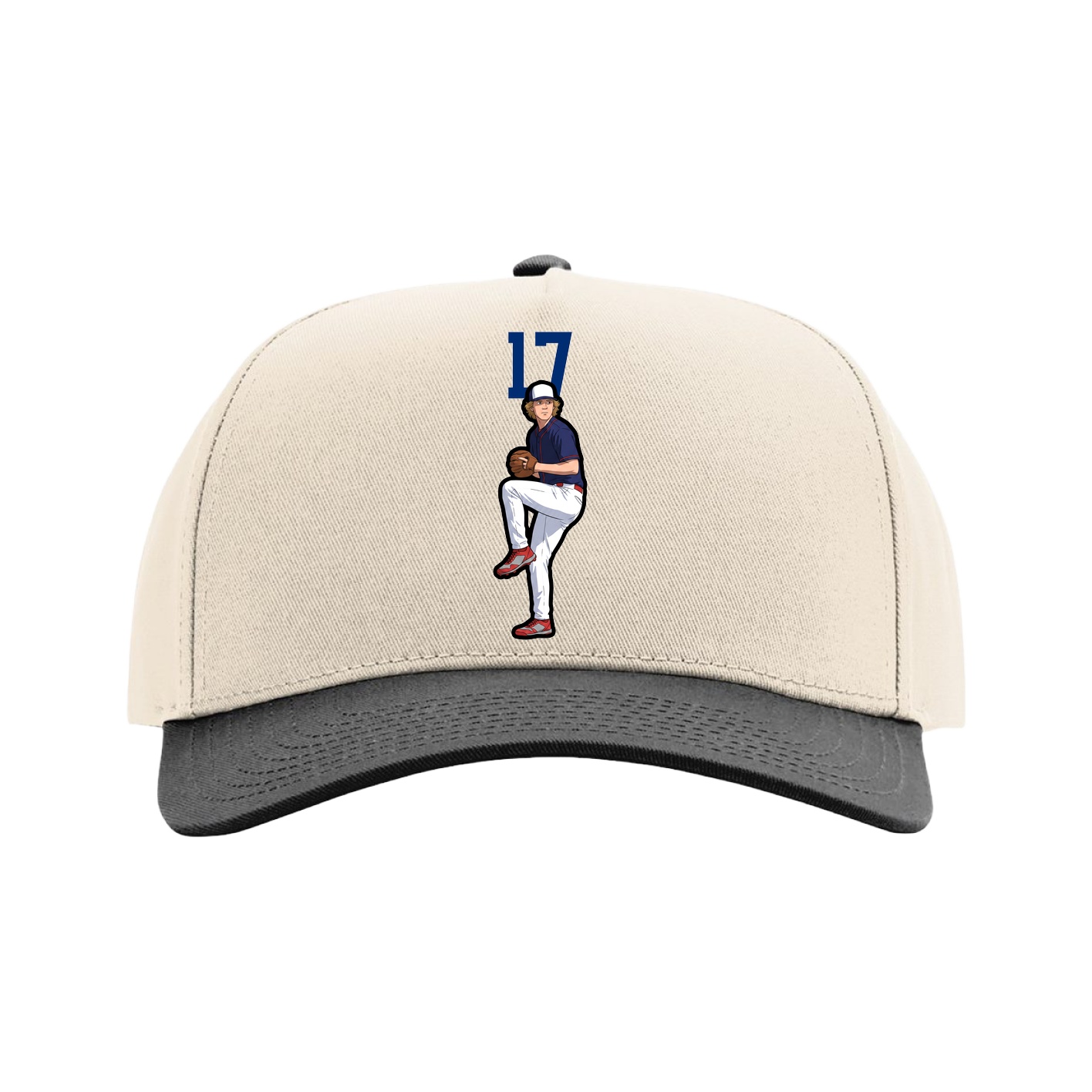 Full Fabric Five-Panel Champ Cap — Number Top in Cream/Black