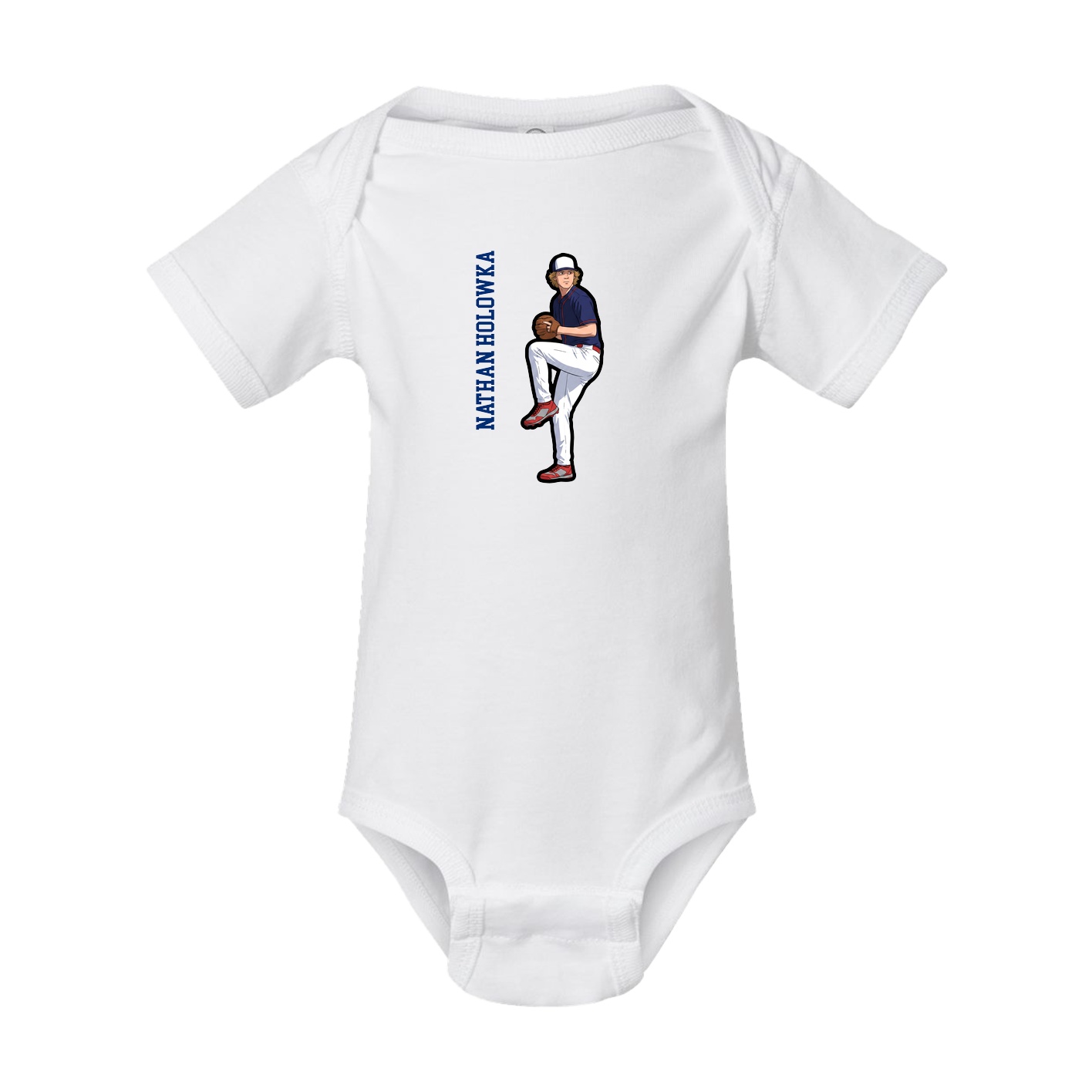 Baby Onesie — Name Vertical in White