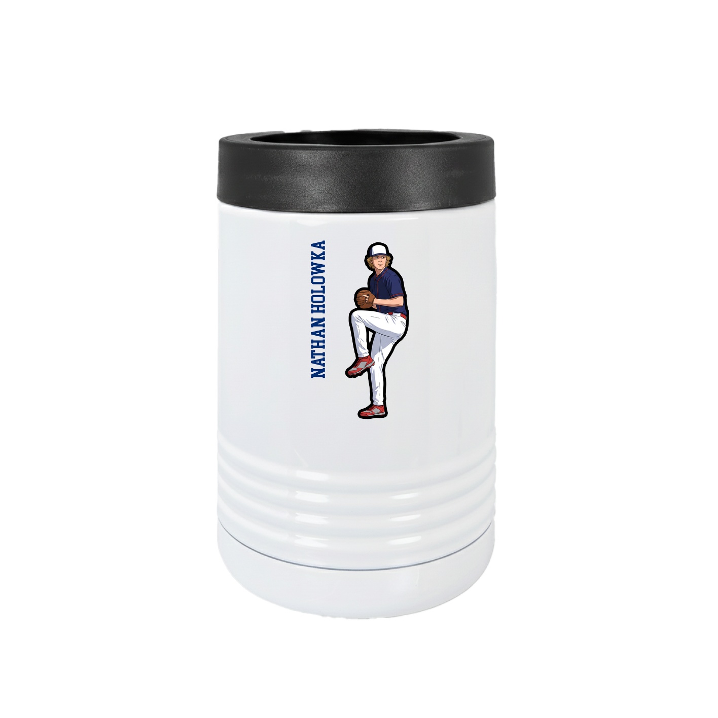 Beverage Holder — Name Vertical in White