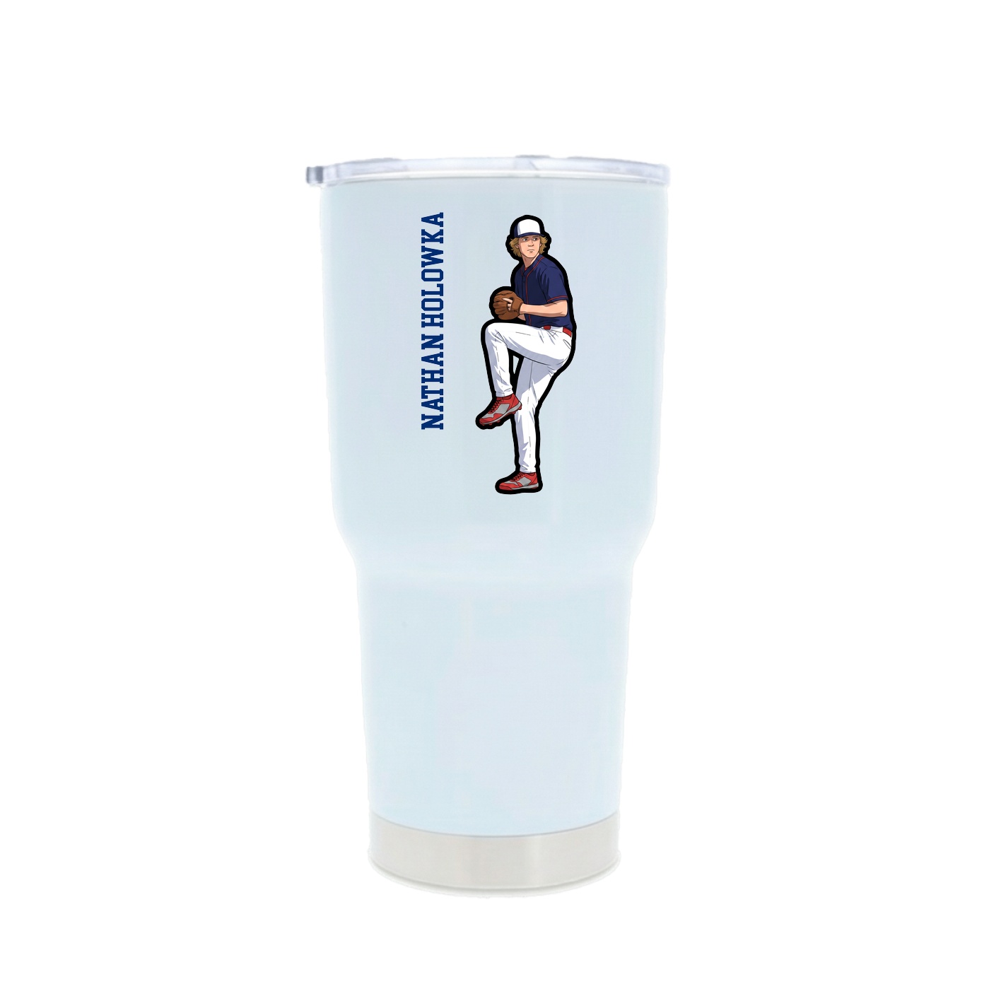 30oz Stainless Steel Tumbler — Name Vertical in White