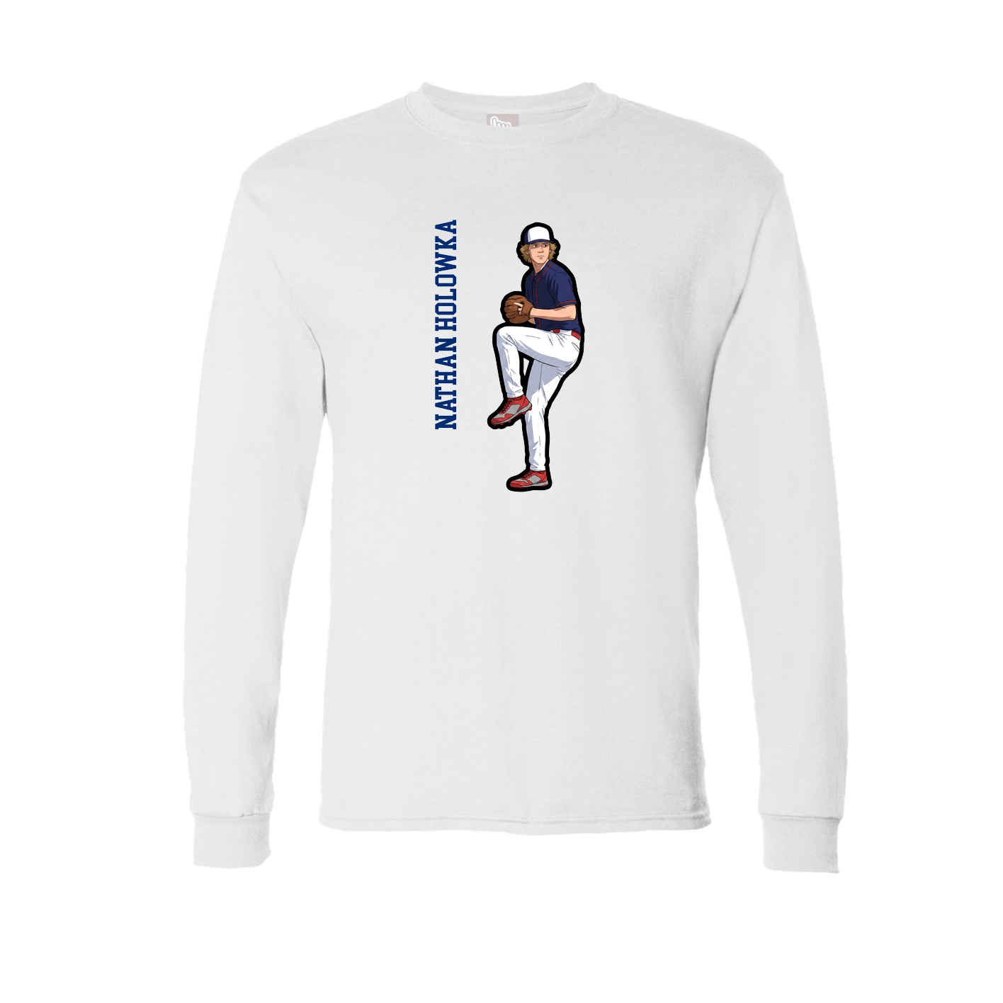 Long Sleeve Tee — Name Vertical in White