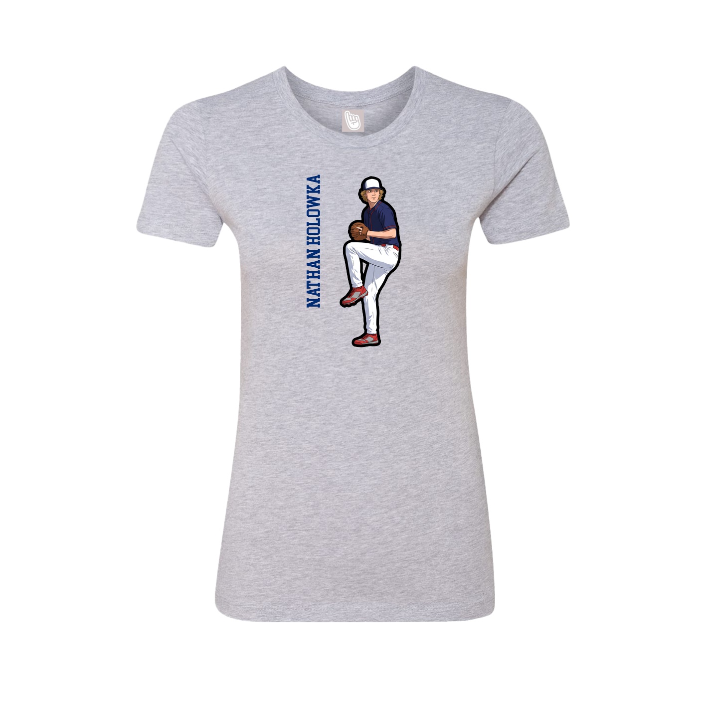 Womens Tee — Name Vertical in Grey