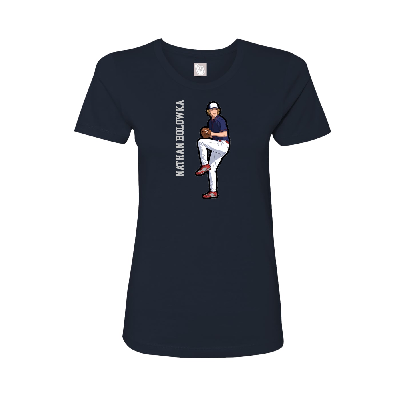 Fitted Women's Tee — Name Vertical in Navy