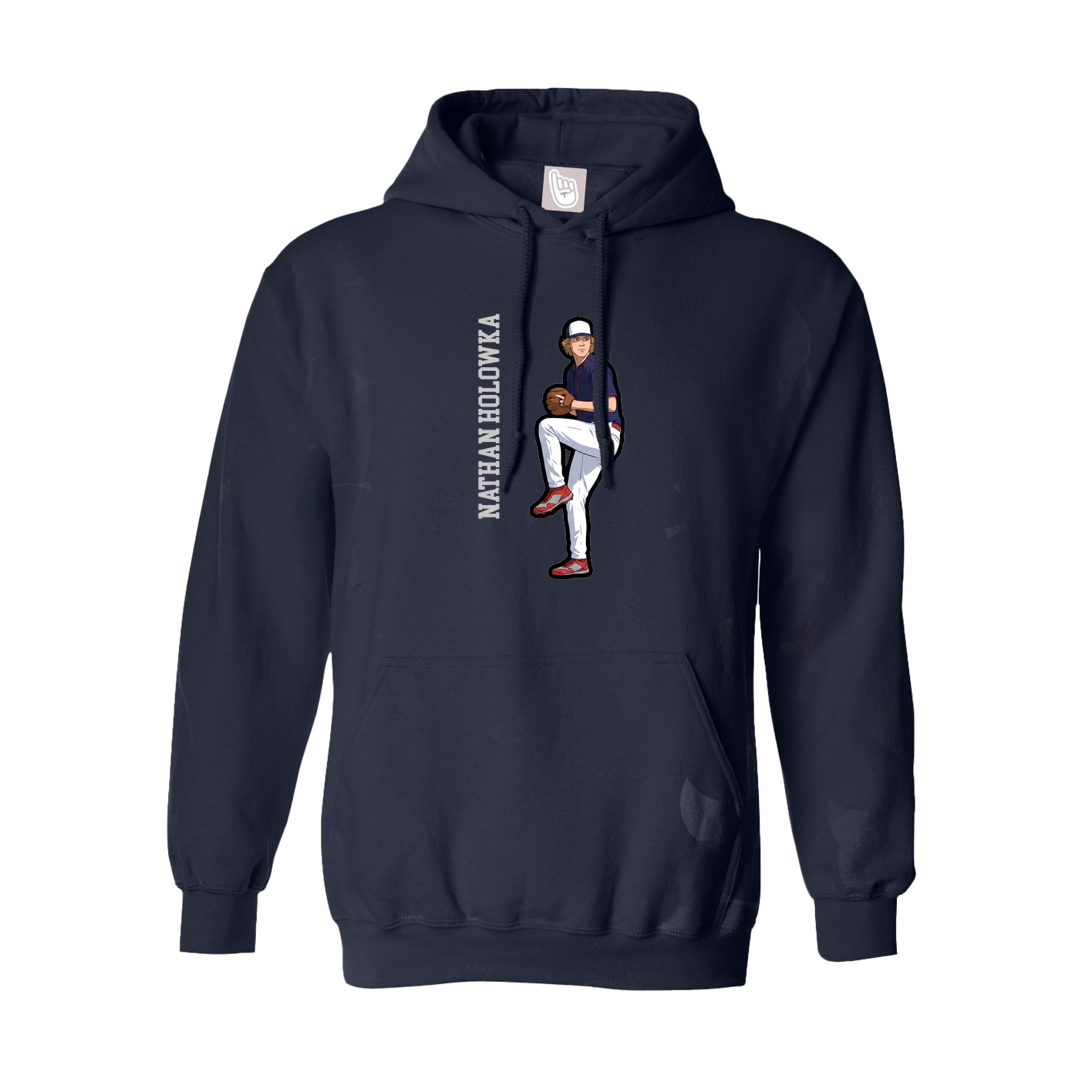 Hoodie — Name Vertical in Navy