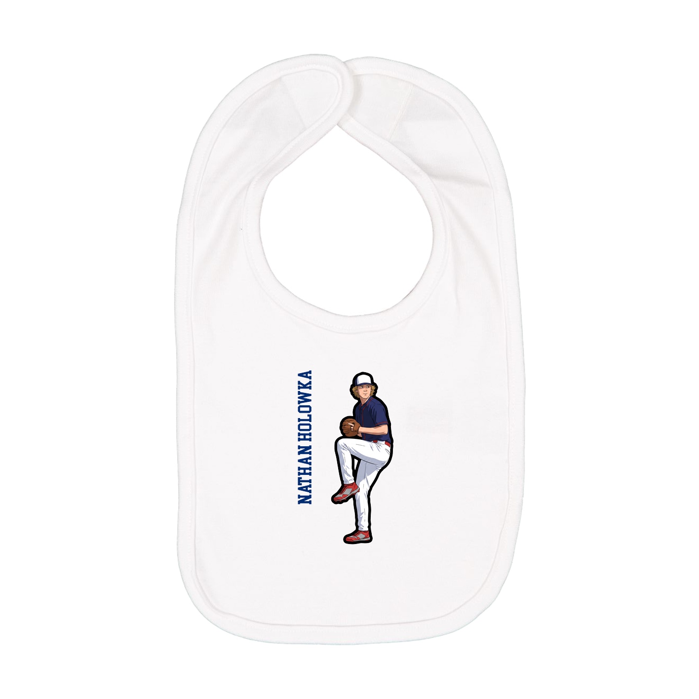 Infant Bib — Name Vertical in White