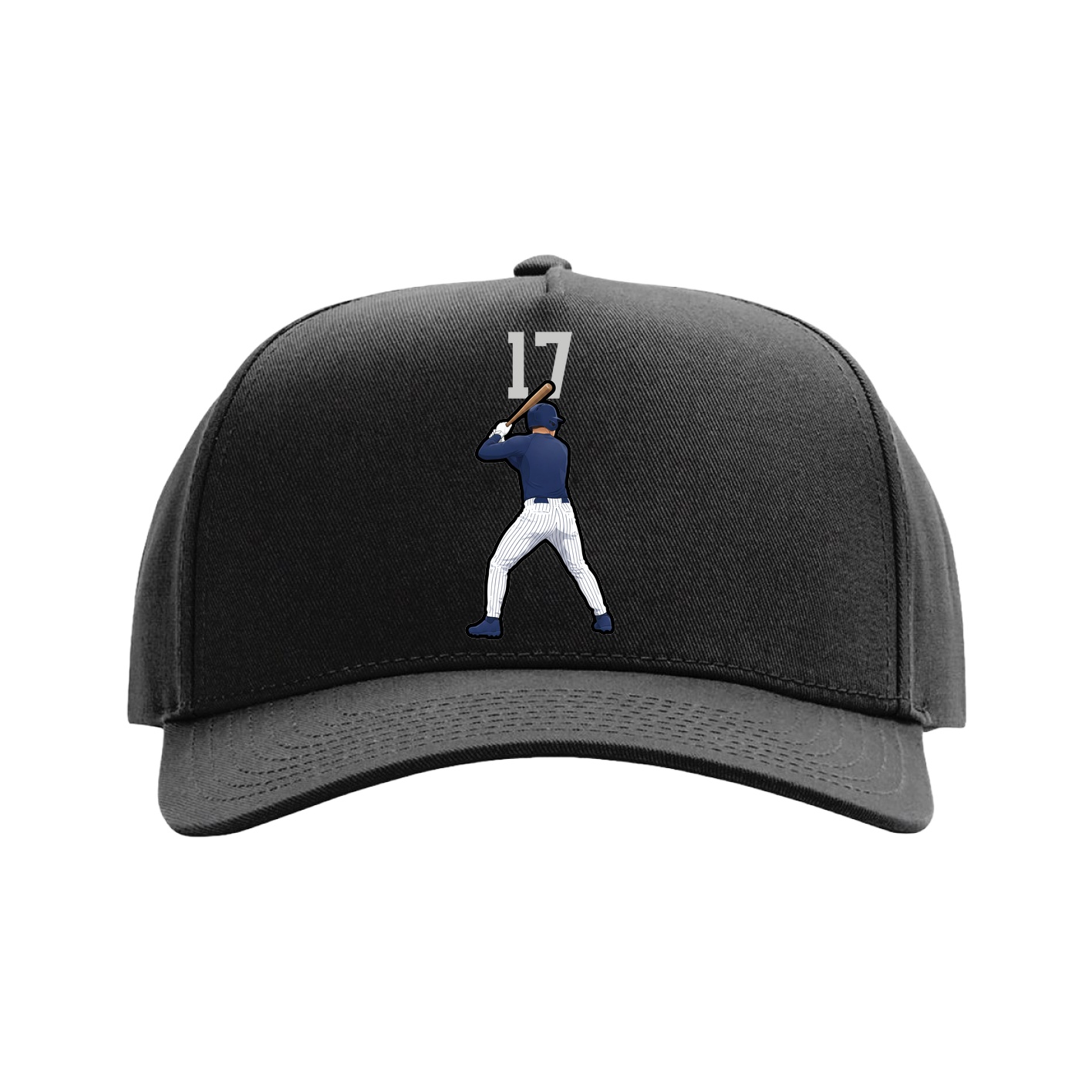 Full Fabric Five-Panel Champ Cap — Number Top in Black
