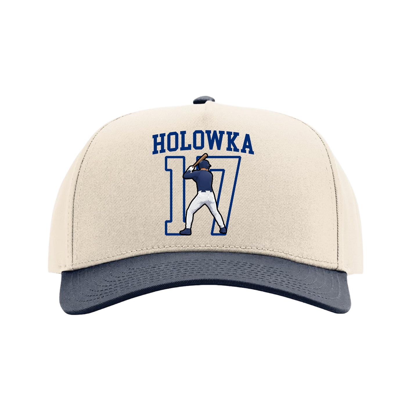 Full Fabric Five-Panel Champ Cap — Shirsey in Cream/Navy