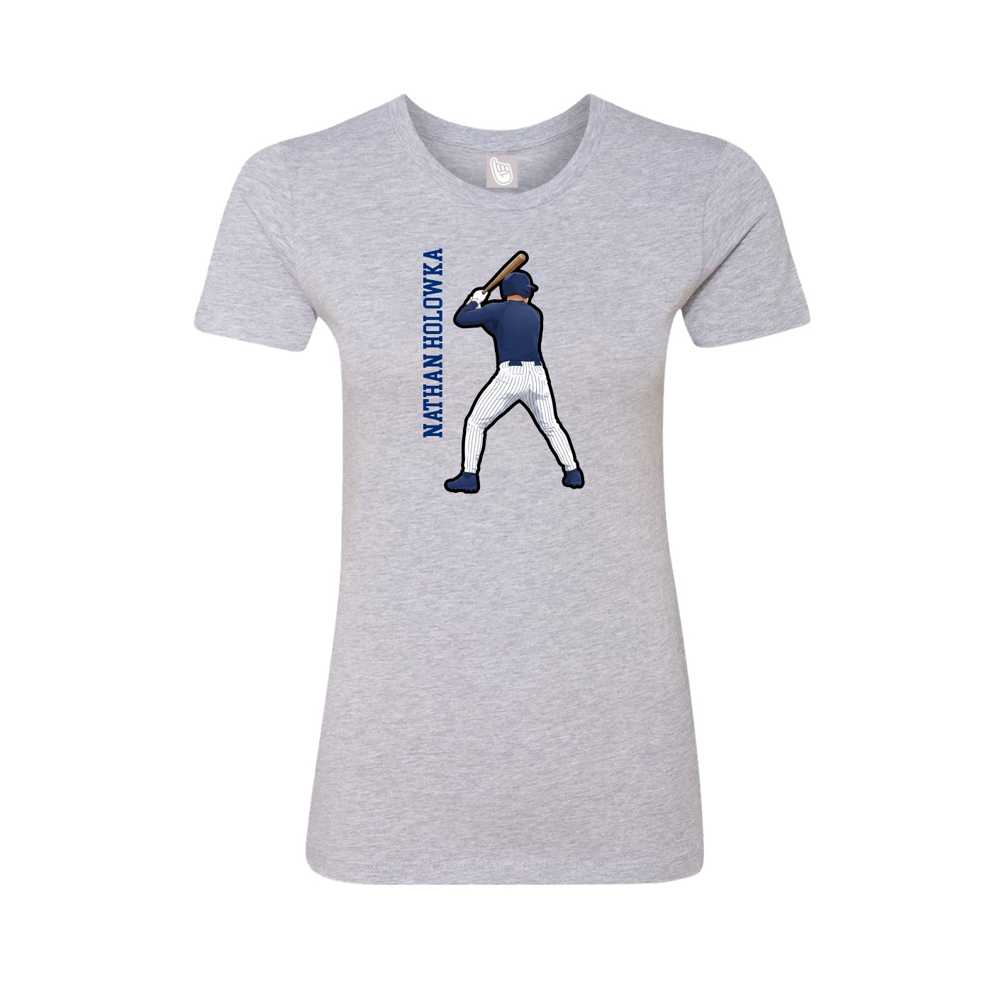 Fitted Women's Tee — Name Vertical in Grey