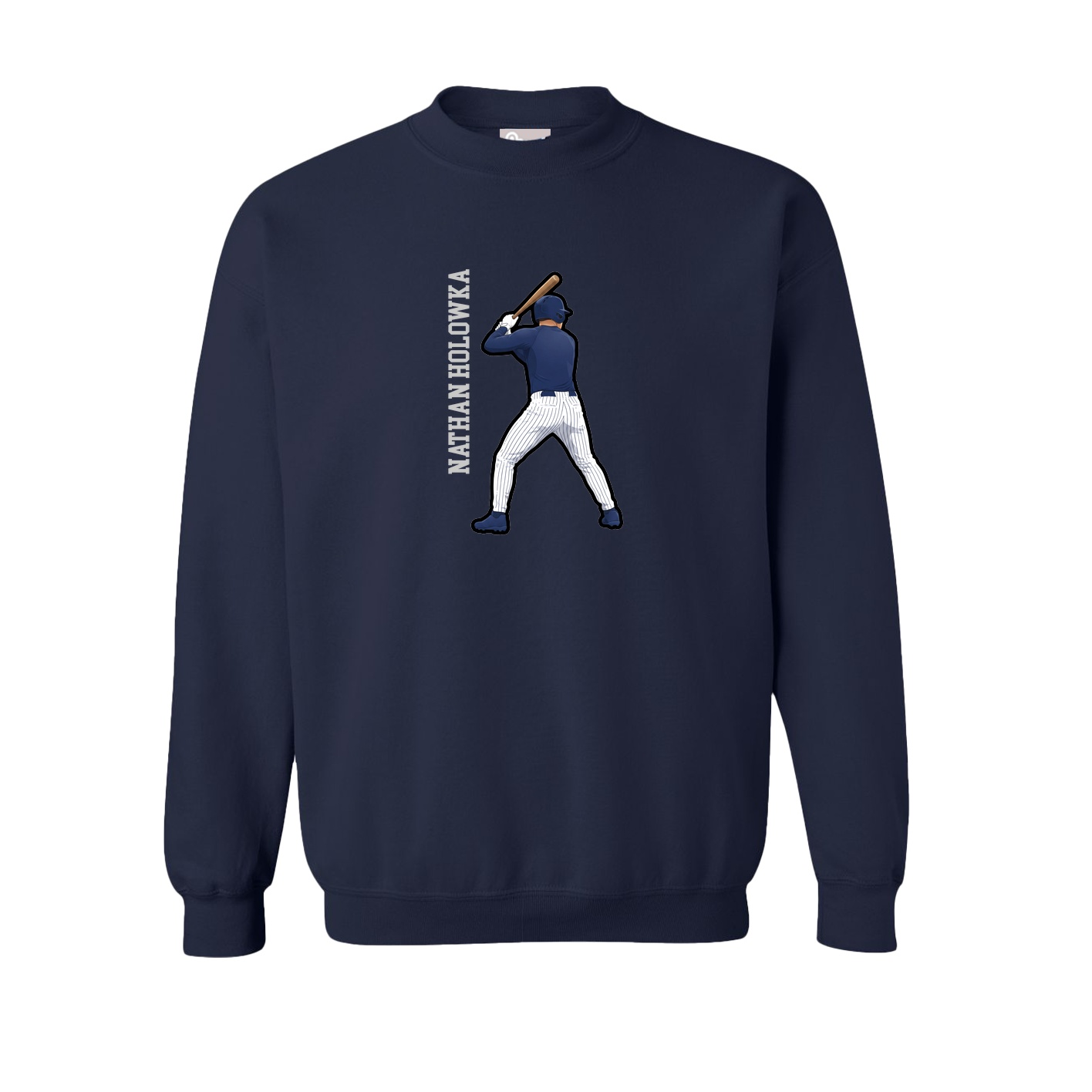 Fleece Crew — Name Vertical in Navy