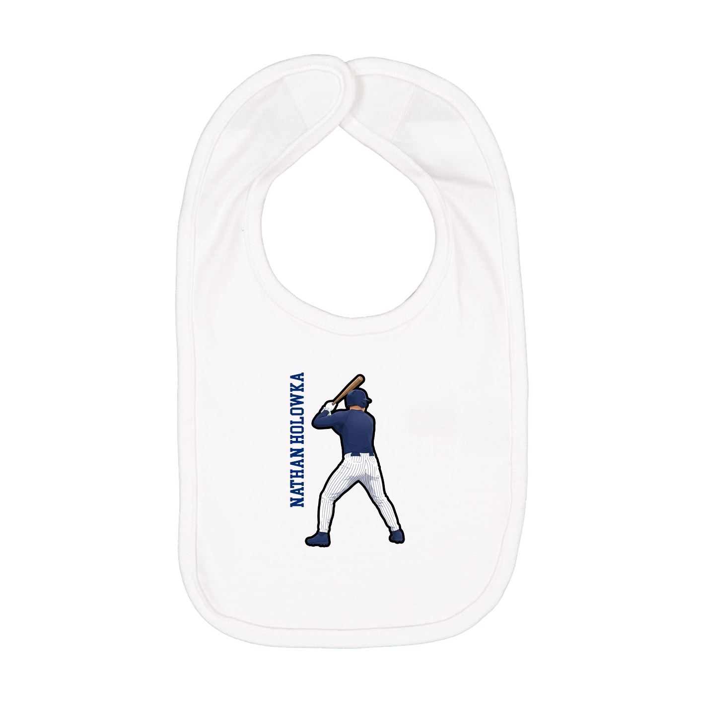 Infant Bib — Name Vertical in White