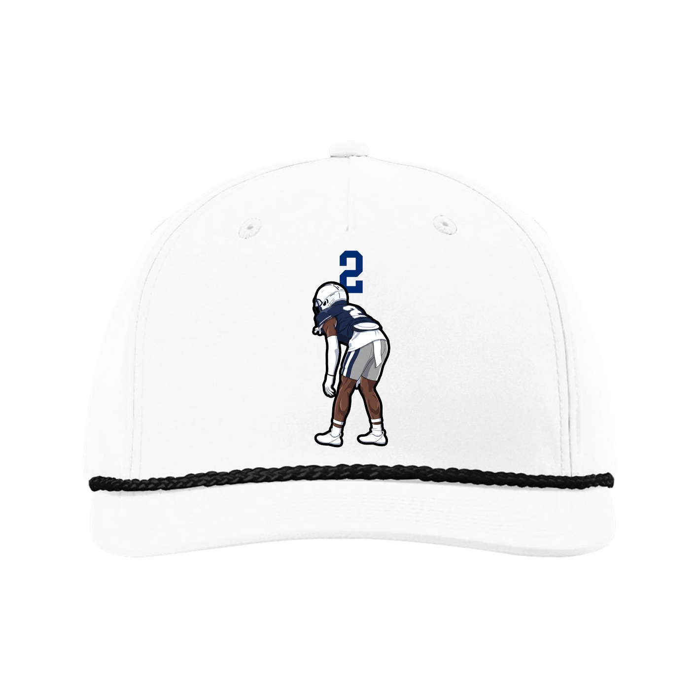 Five-Panel Classic Rope Cap — Number Top in White