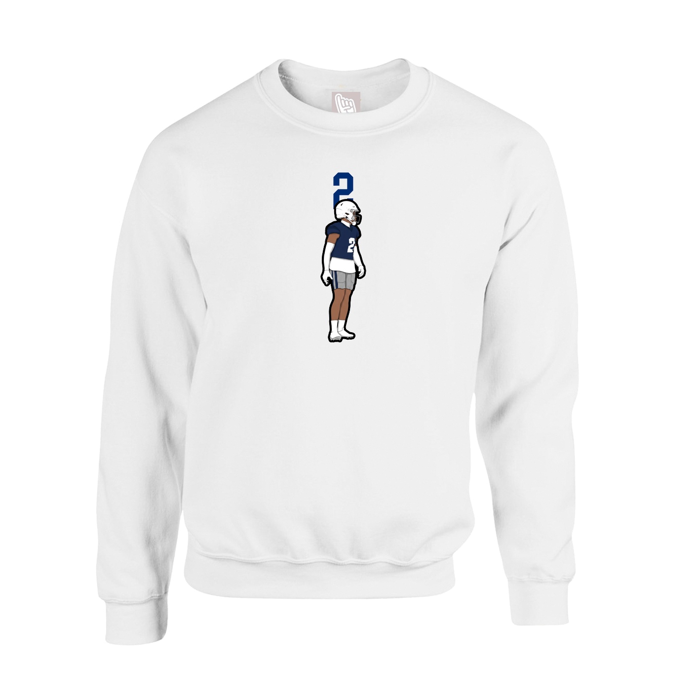 Fleece Crew — Number Top in White