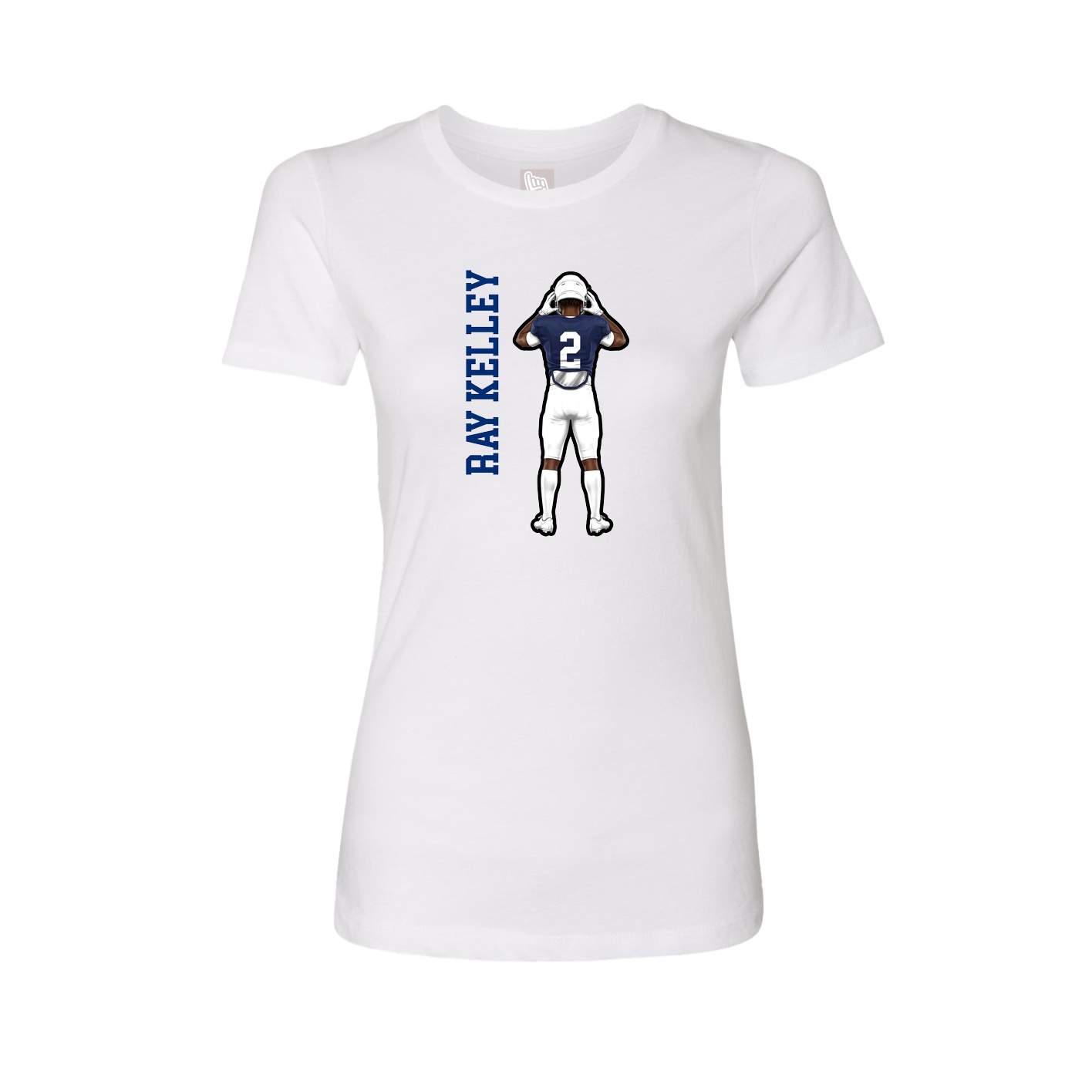 Fitted Women's Tee — Name Vertical in White