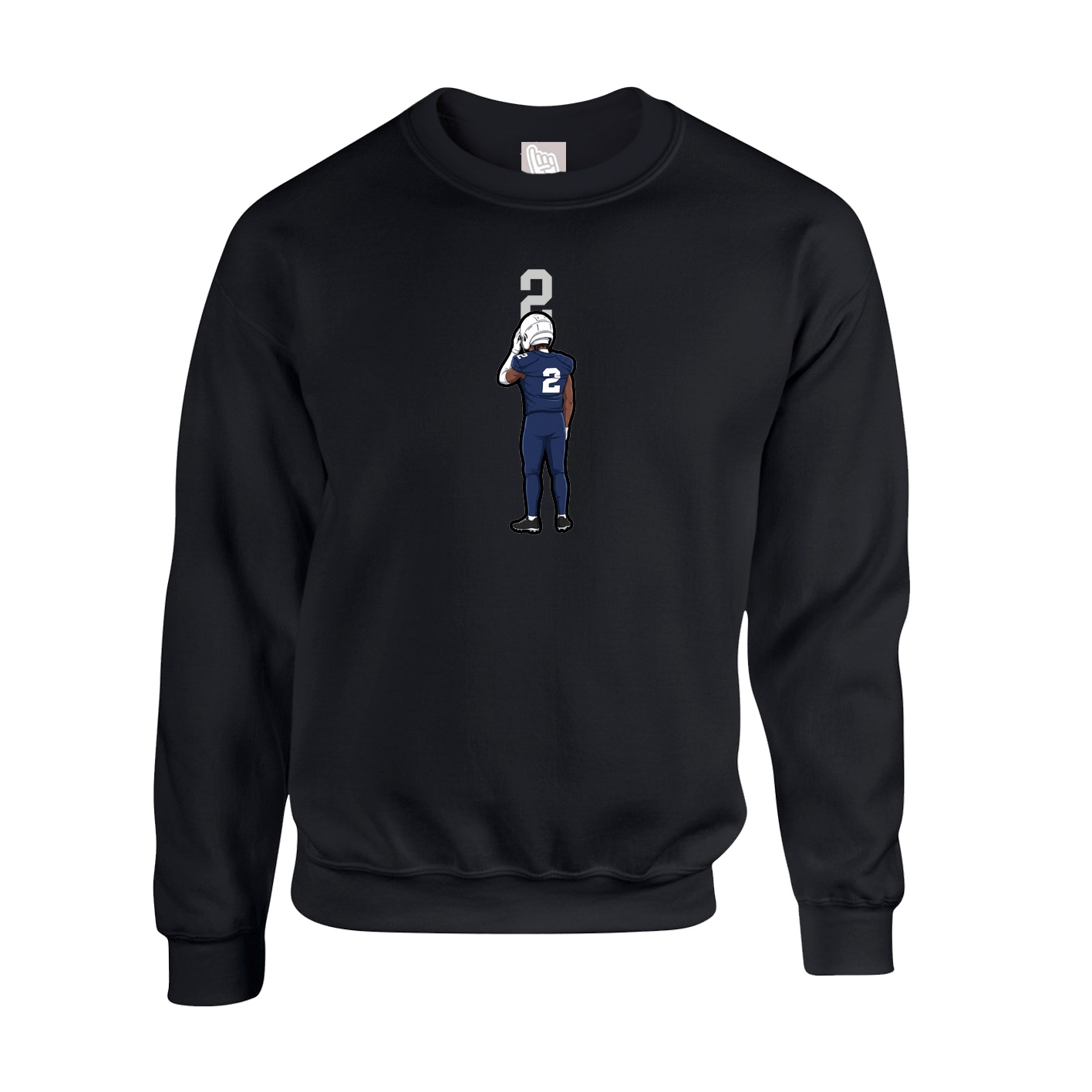 Fleece Crew — Number Top in Black