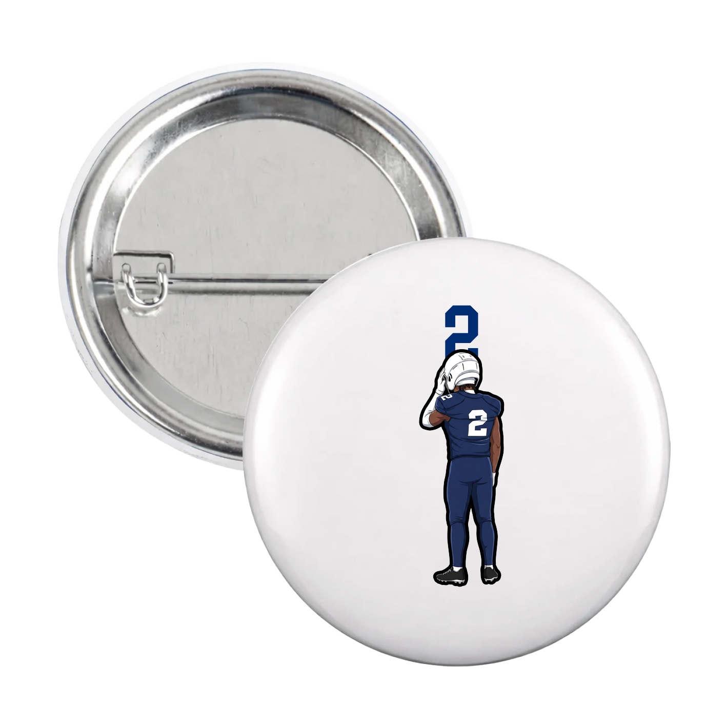 Game Day Button — Number Top in White