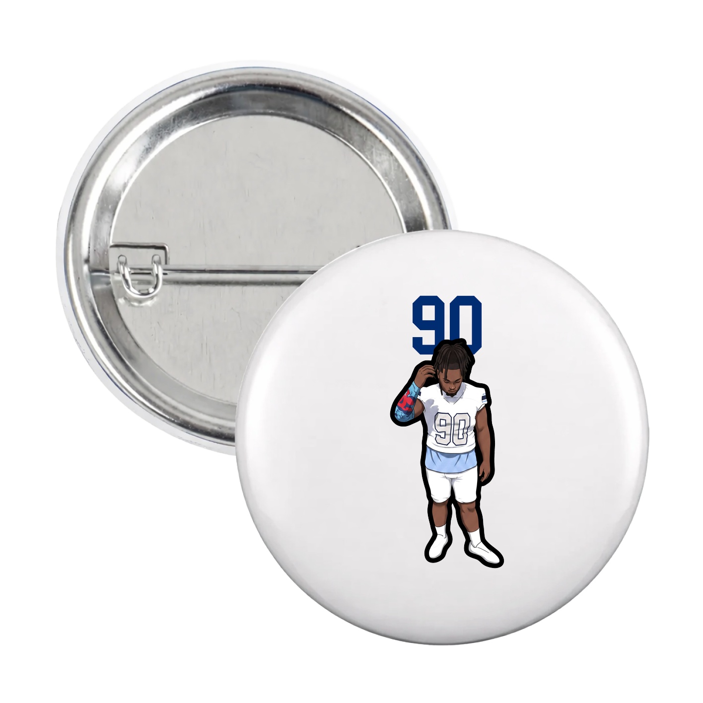 Game Day Button — Number Top in White