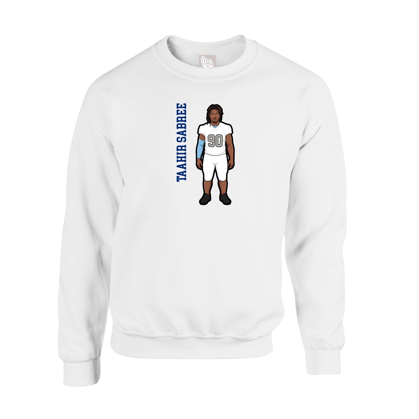 Fleece Crew — Name Vertical in White