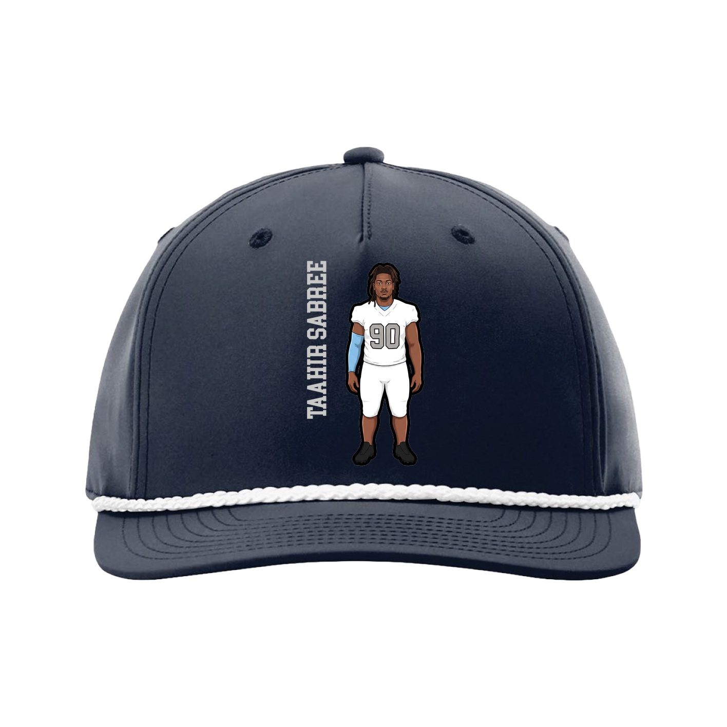Five-Panel Classic Rope Cap — Name Vertical in Navy