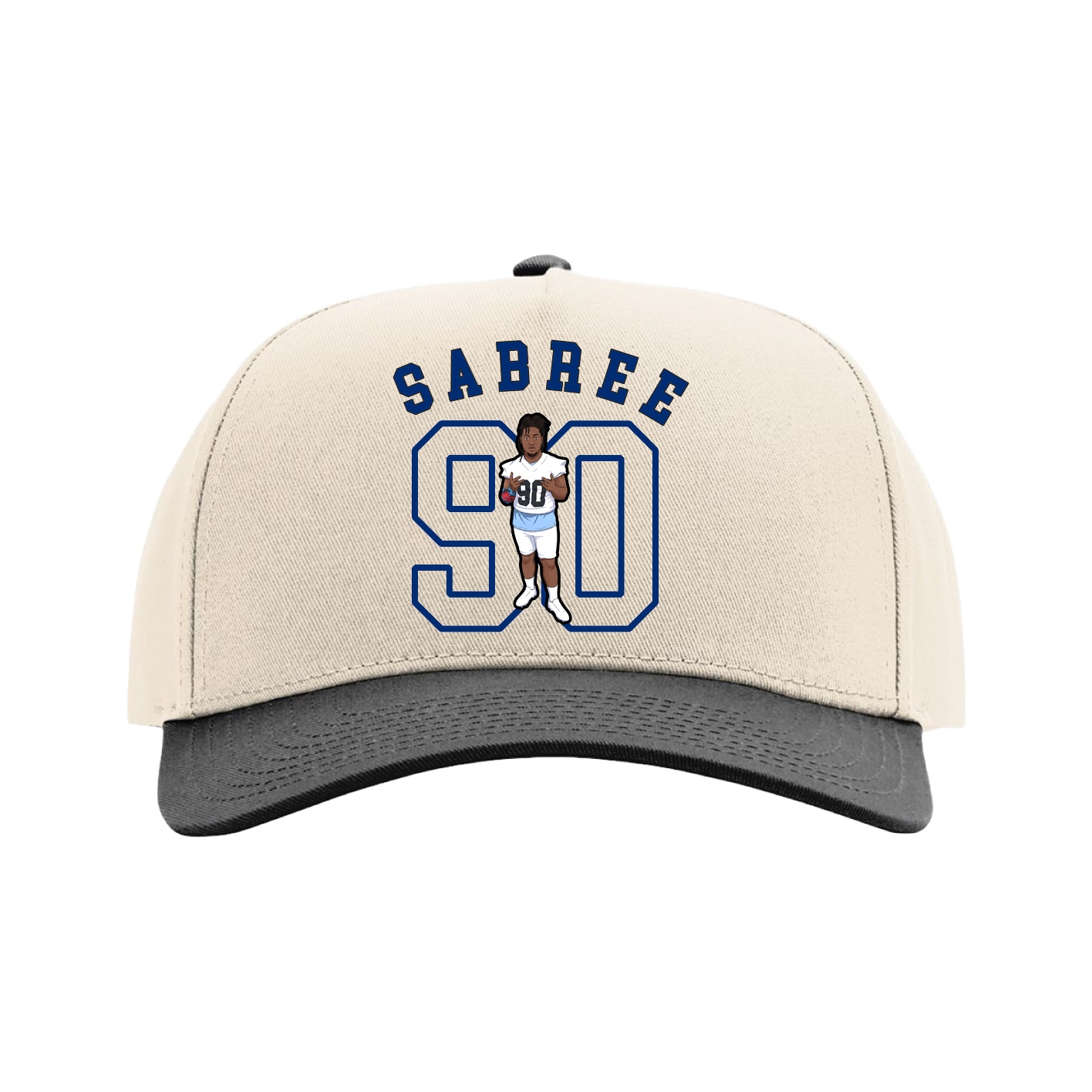 Full Fabric Five-Panel Champ Cap — Shirsey Arch in Cream/Black