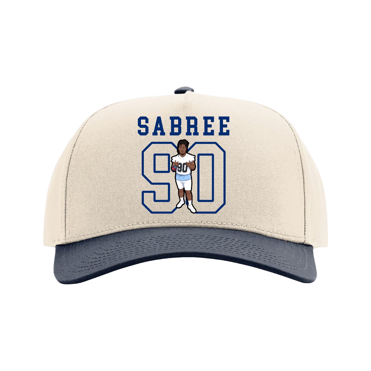 Full Fabric Five-Panel Champ Cap — Shirsey in Cream/Navy