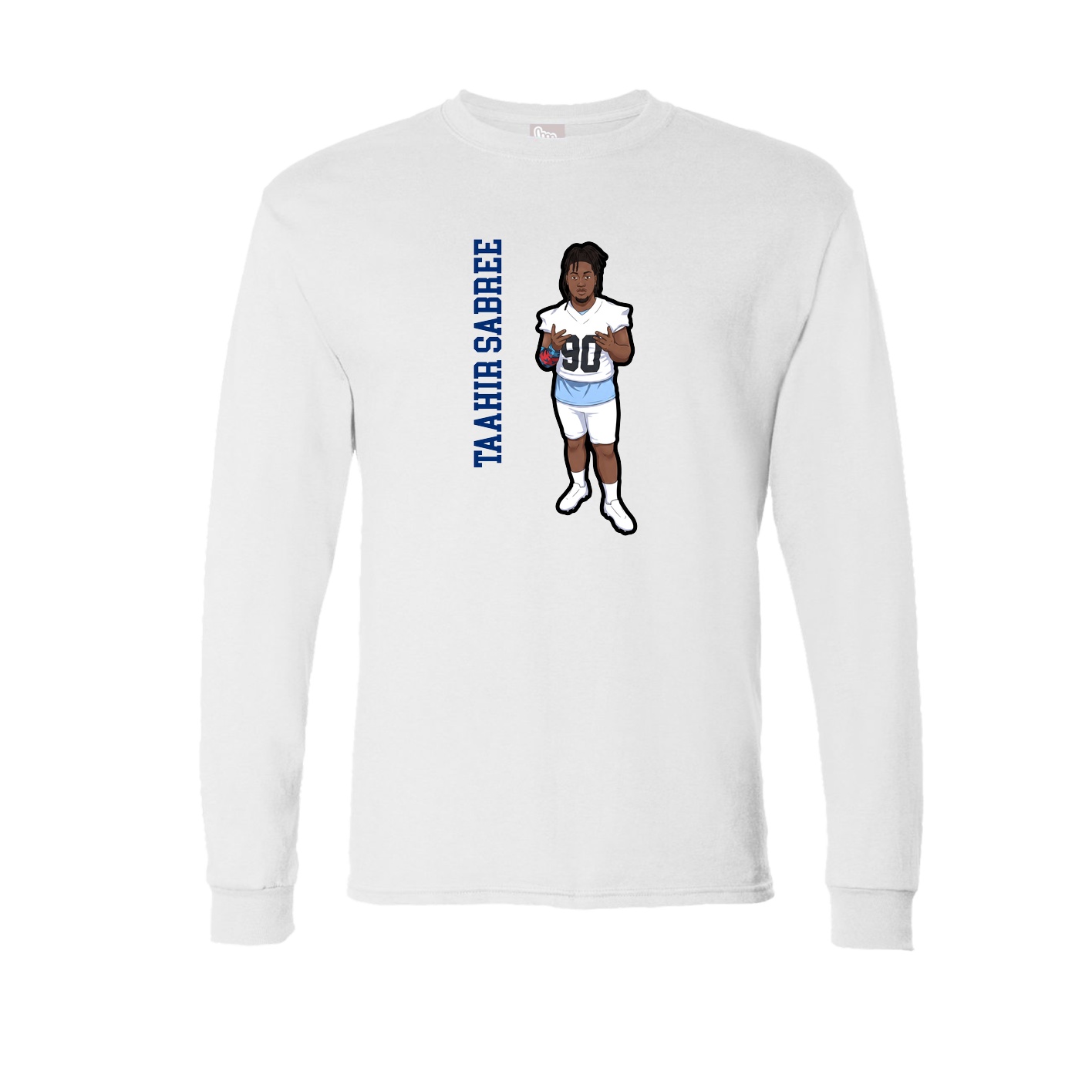 Long Sleeve Tee — Name Vertical in White