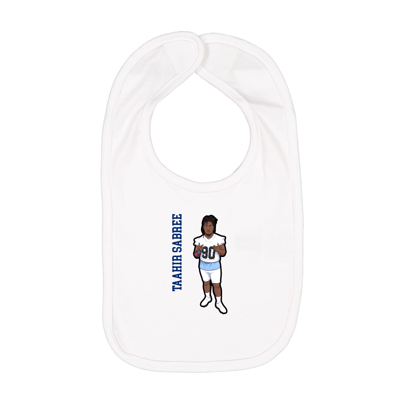 Infant Bib — Name Vertical in White