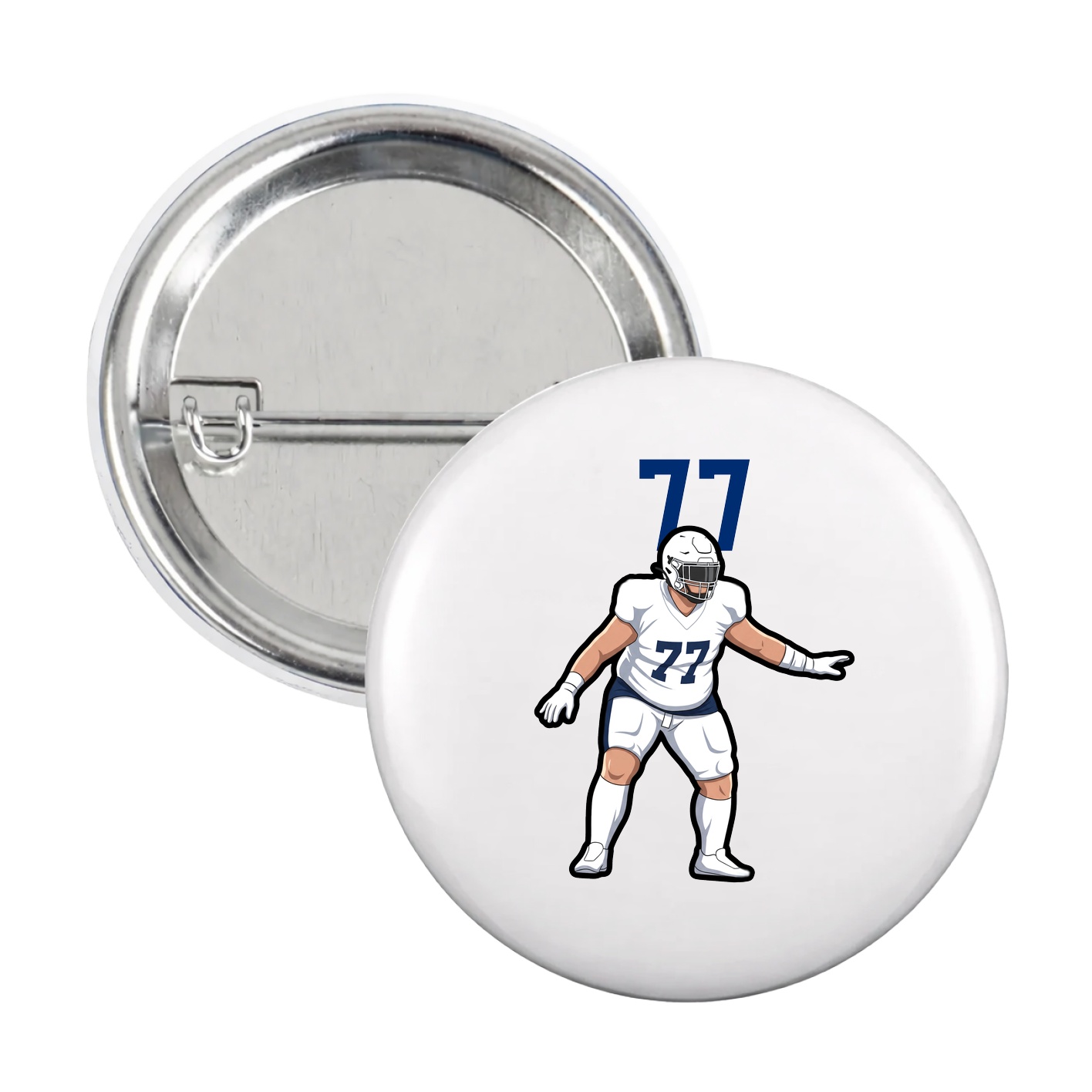 Game Day Button — Number Top in White