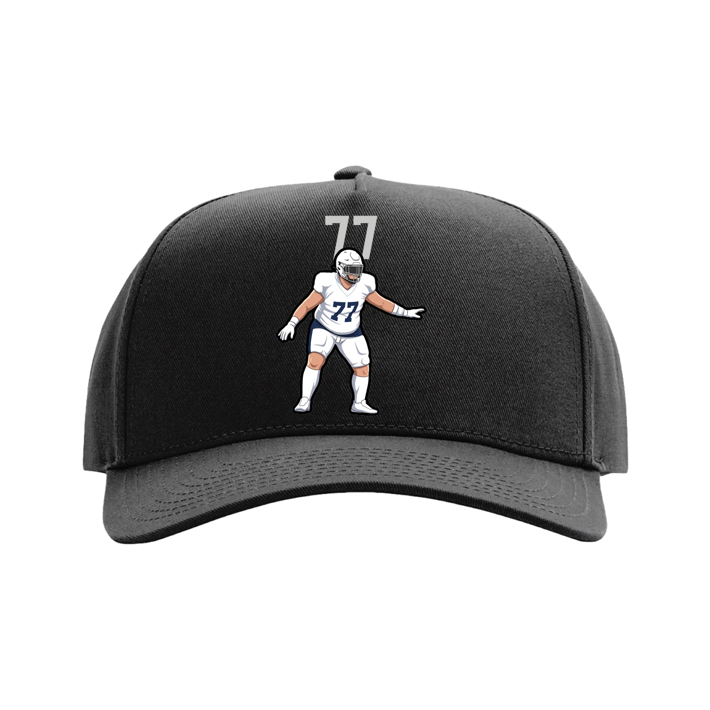 Full Fabric Five-Panel Champ Cap — Number Top in Black