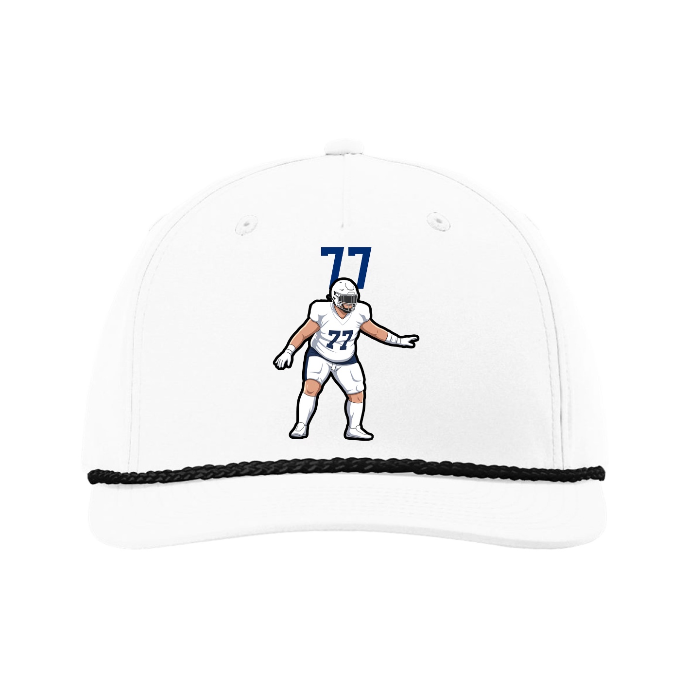 Five-Panel Classic Rope Cap — Number Top in White