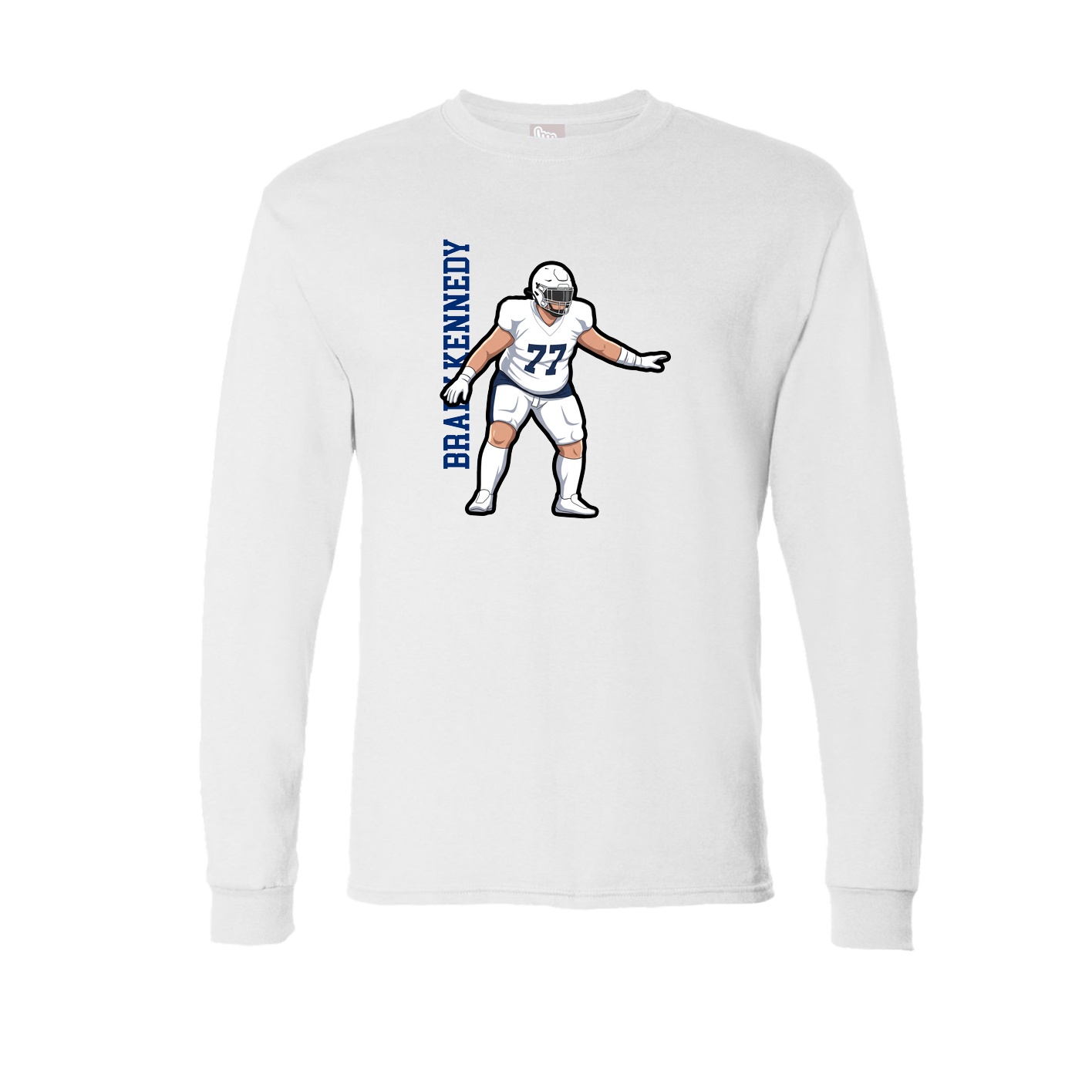 Long Sleeve Tee — Name Vertical in White
