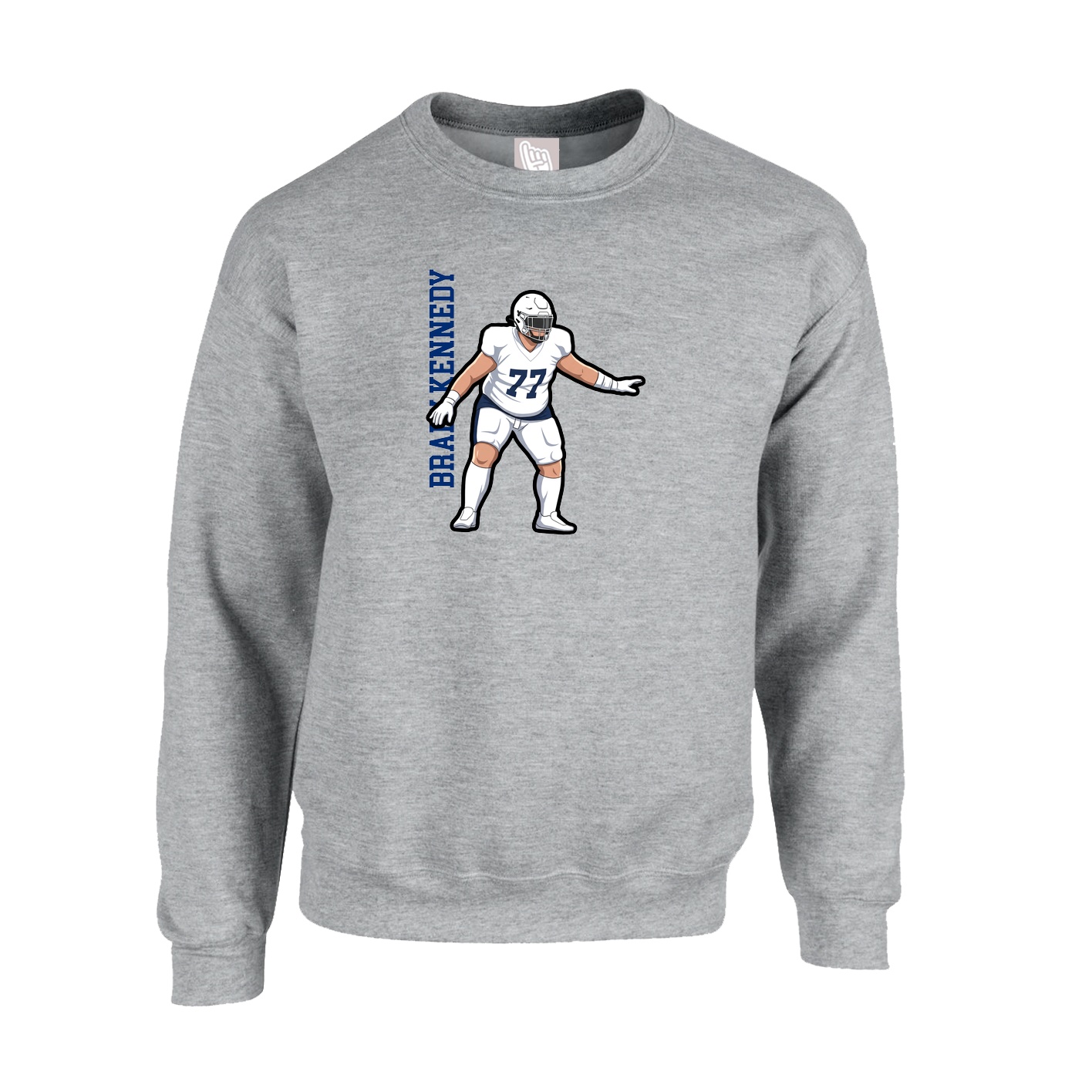 Fleece Crew — Name Vertical in Grey