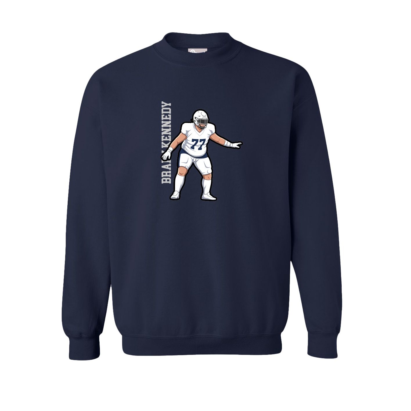 Fleece Crew — Name Vertical in Navy