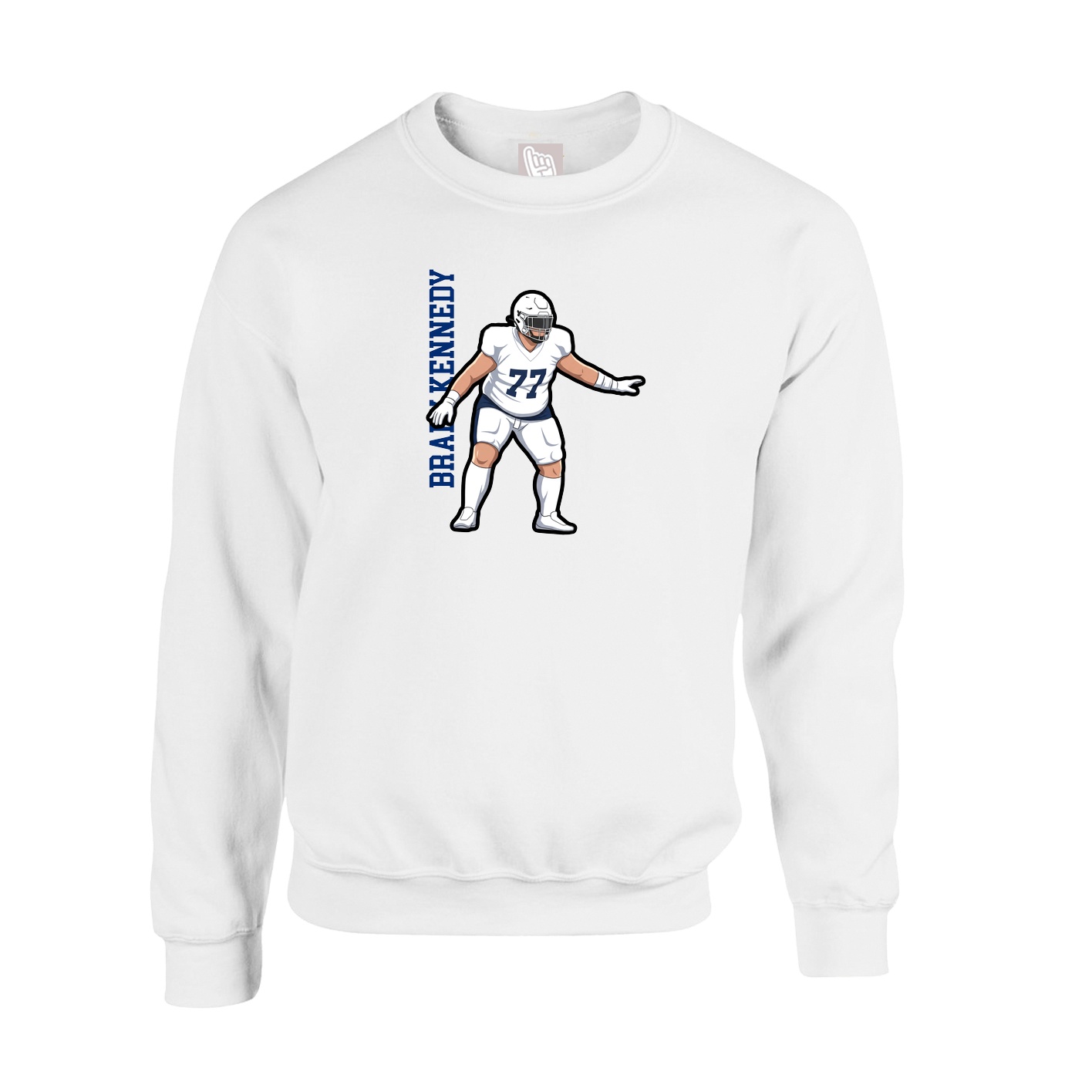 Fleece Crew — Name Vertical in White