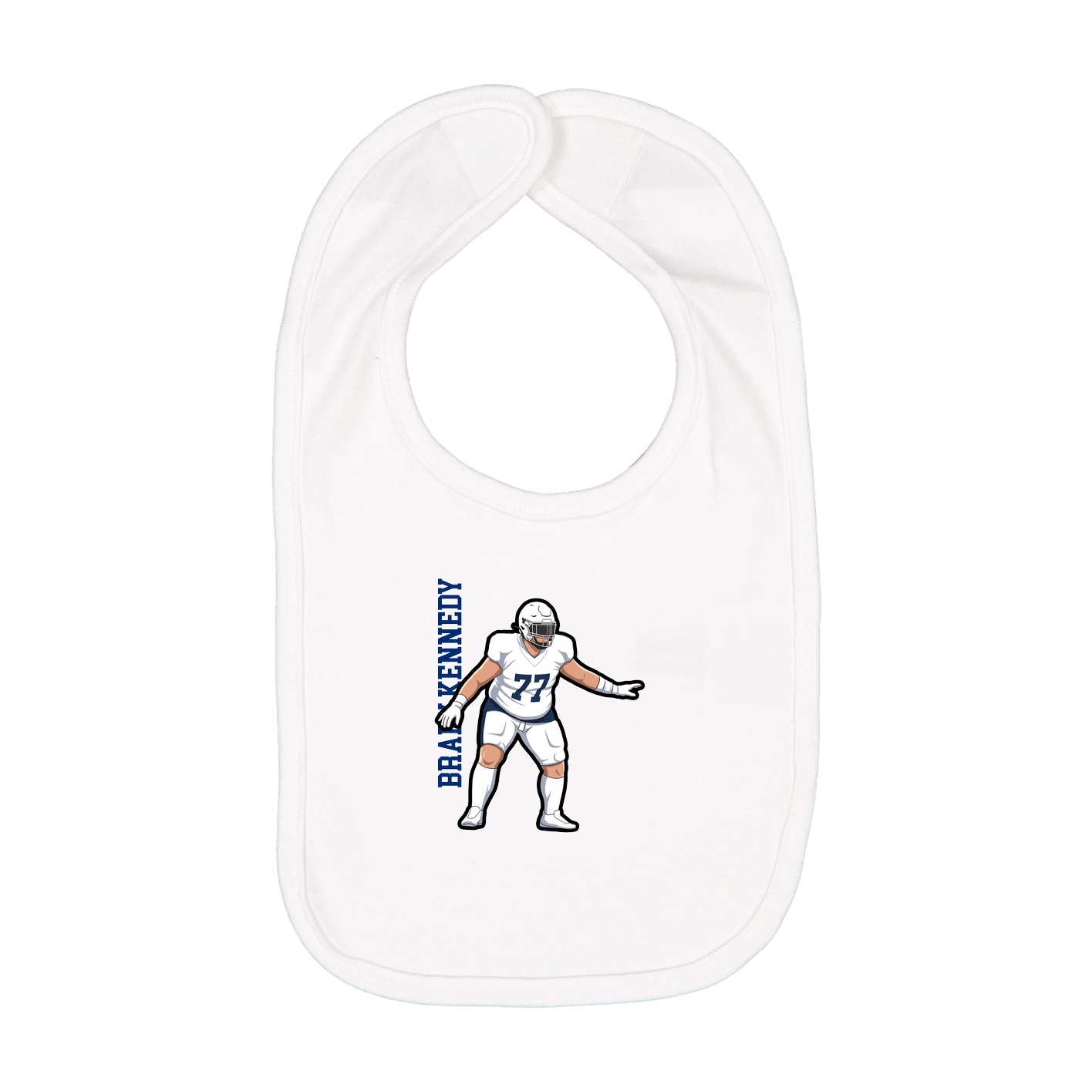 Infant Bib — Name Vertical in White